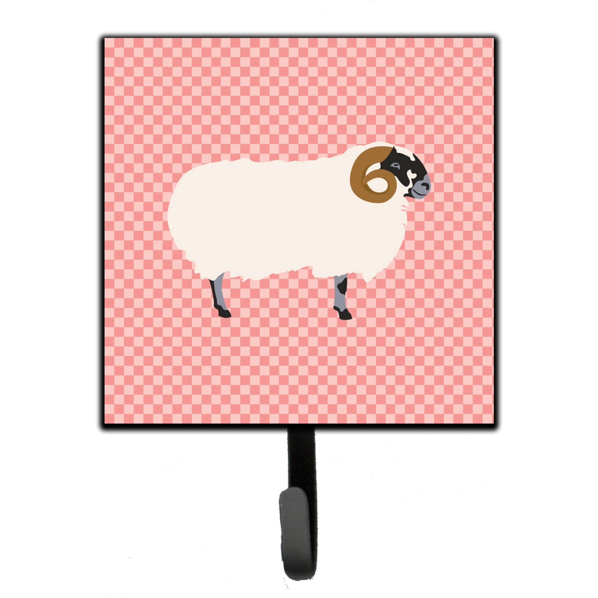 &quotCaroline's Treasures Scottish Blackface Sheep Pink Check Wall Hook, Small, Multicolor"
