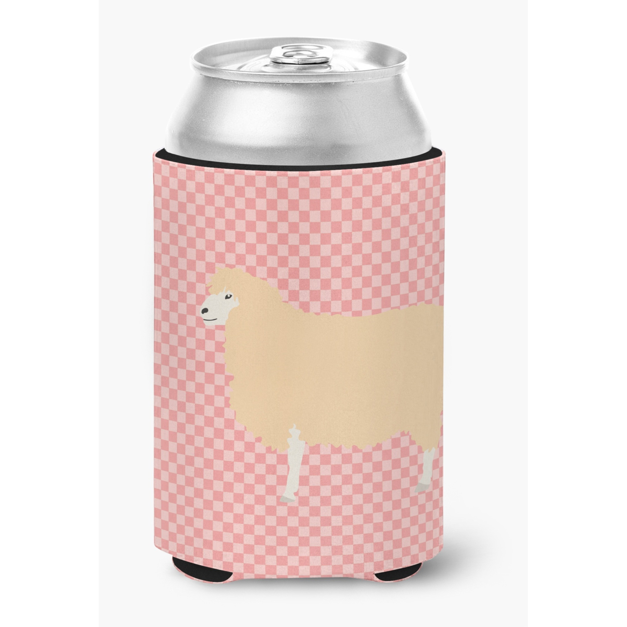&quotCaroline's Treasures English Leicester Longwool Sheep Pink Check Decorative Can Hugger, Multicolor"