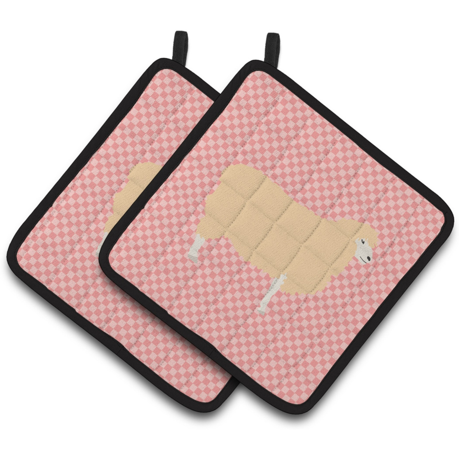 &quotCaroline's Treasures English Leicester Longwool Sheep Pink Check Decorated Pot Holder, 7.5"" x 7.5"""
