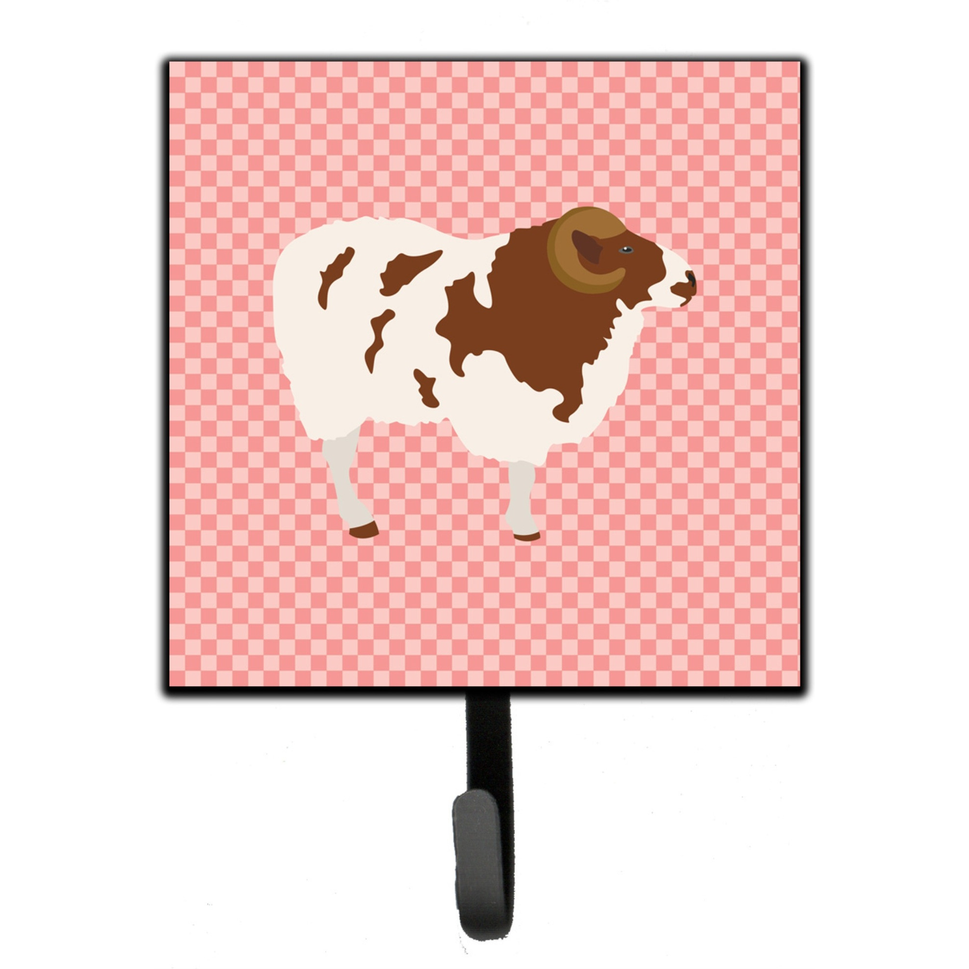 &quotCaroline's Treasures Jacob Sheep Pink Check Wall Hook, Small, Multicolor"
