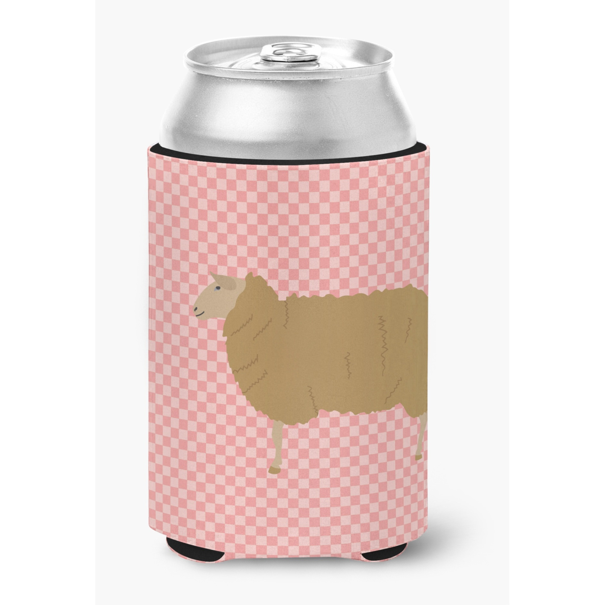 &quotCaroline's Treasures East Friesian Sheep Pink Check Decorative Can Hugger, Multicolor"