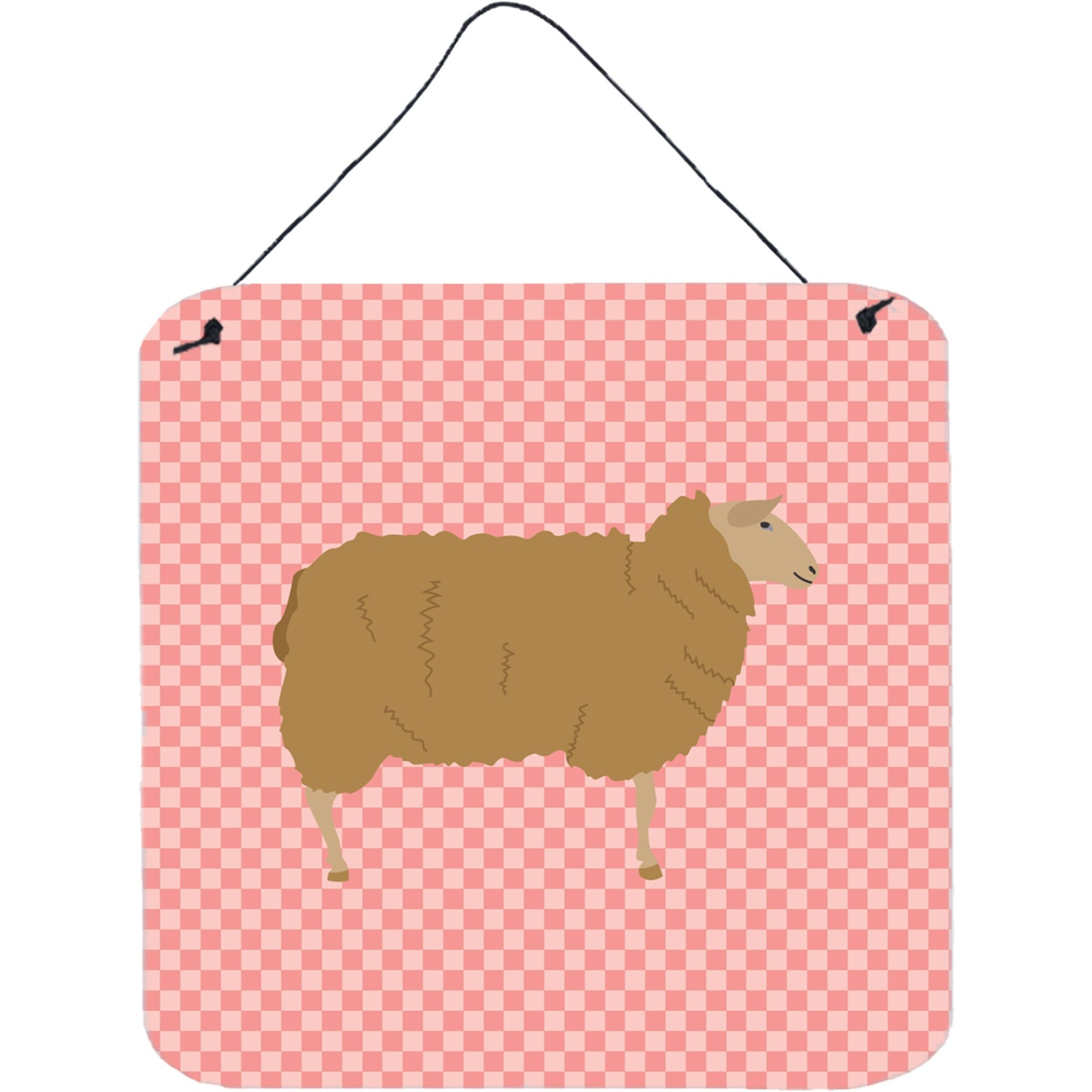 &quotCaroline's Treasures Pink East Friesian Sheep Check Metal Print, 6"" H x 6"" W"
