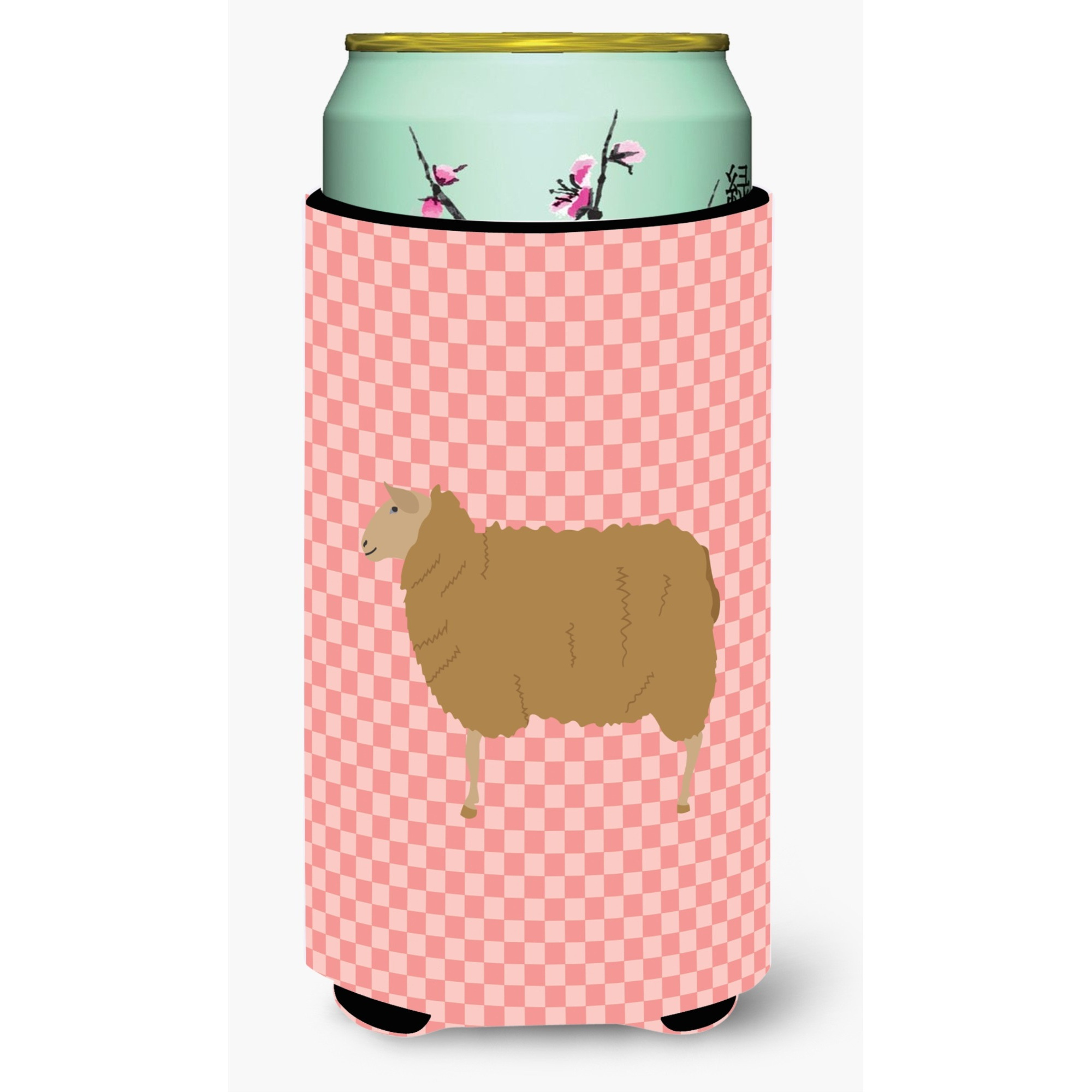 &quotCaroline's Treasures East Friesian Sheep Pink Check Decorative Can Hugger, Tall Boy, Multicolor"
