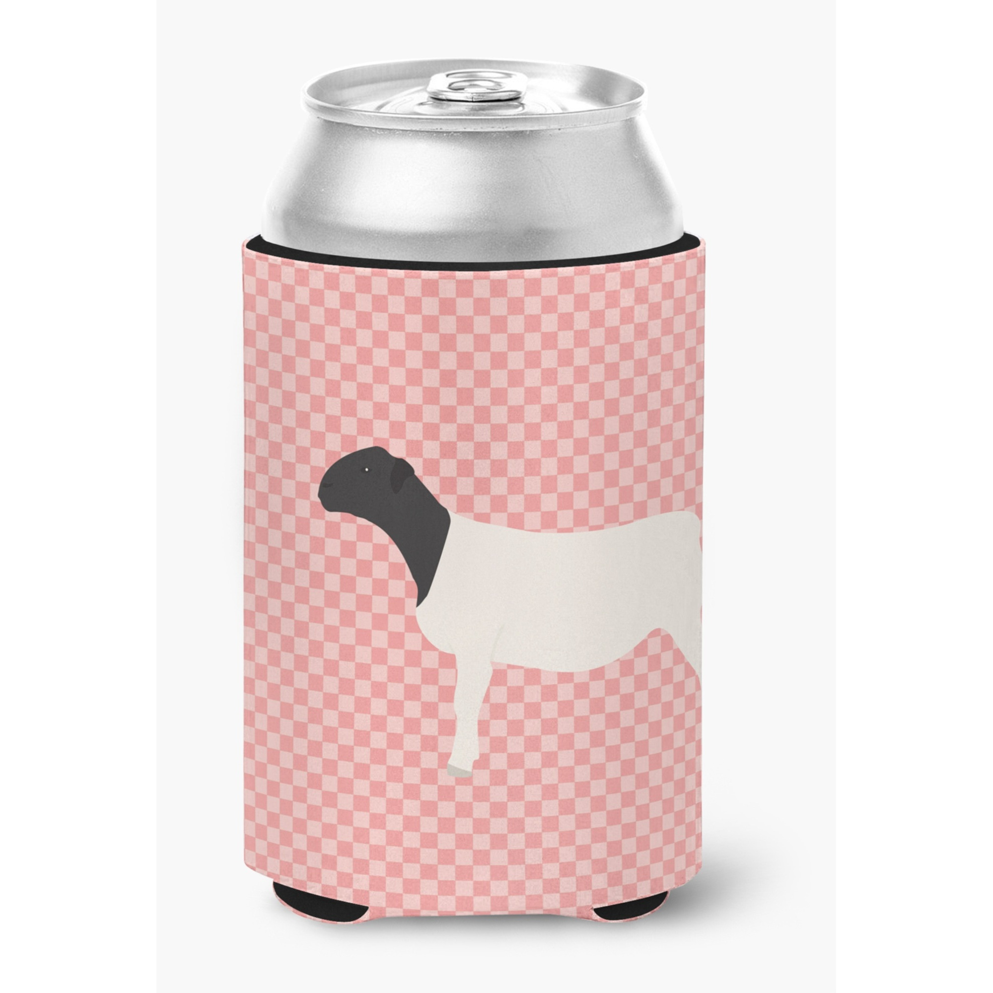 &quotCaroline's Treasures Dorper Sheep Pink Check Decorative Can Hugger, Multicolor"