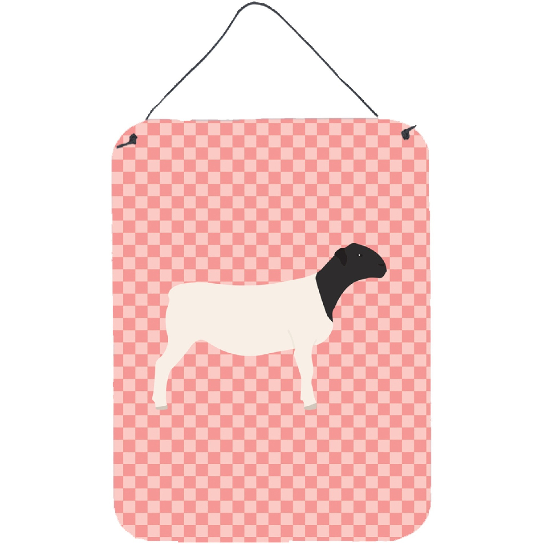 &quotCaroline's Treasures Dorper Sheep Pink Check Metal Print, 16hx12w, Multicolor"