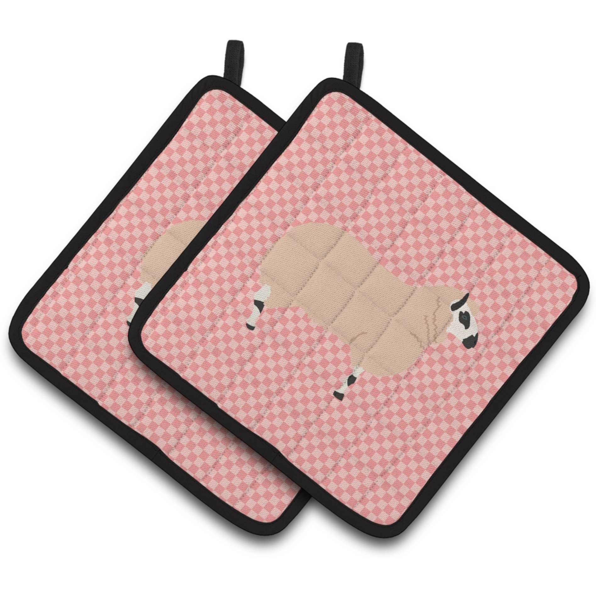 &quotCaroline's Treasures Kerry Hill Sheep Pink Check Decorated Pot Holder, 7.5"" x 7.5"""
