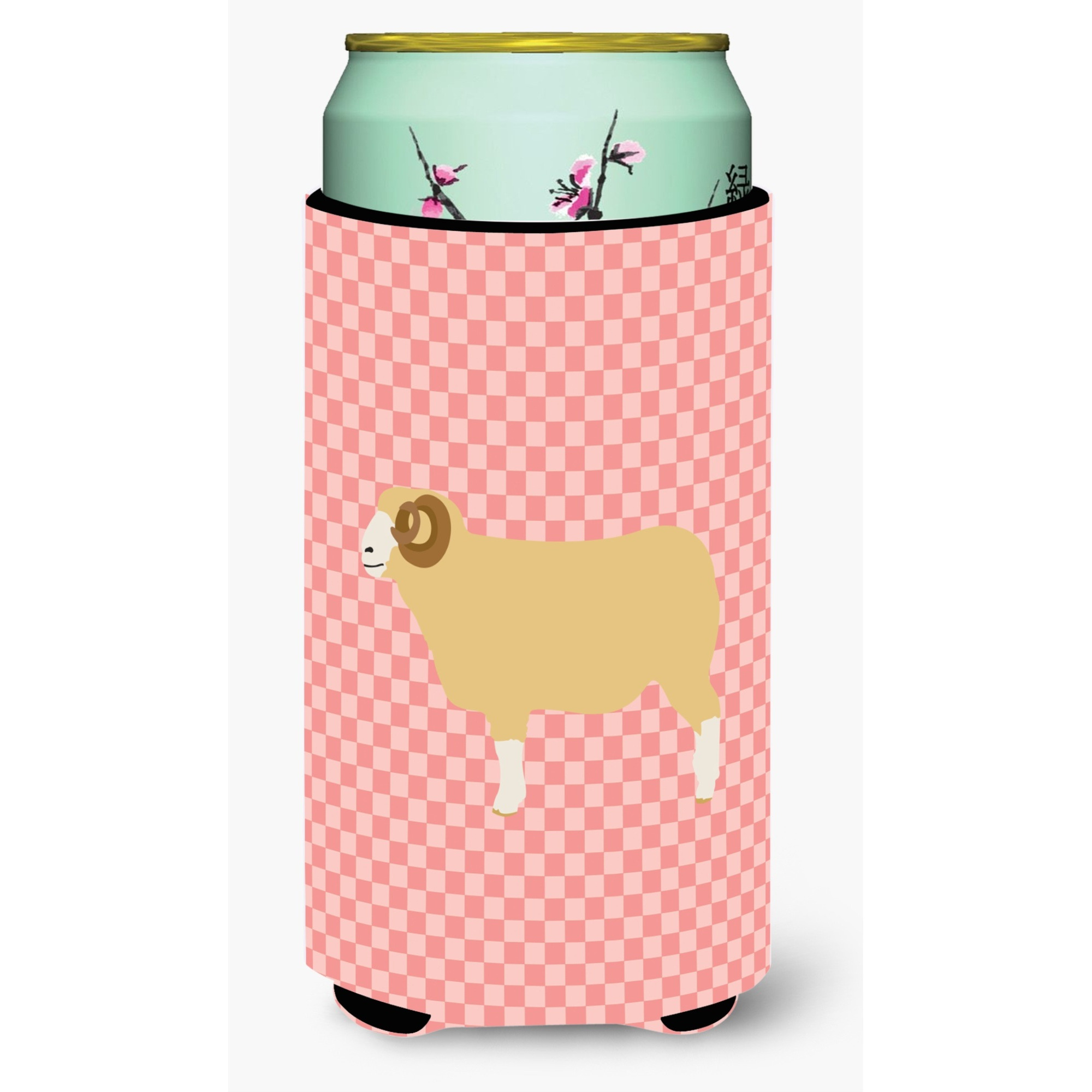&quotCaroline's Treasures Horned Dorset Sheep Pink Check Decorative Can Hugger, Tall Boy, Multicolor"
