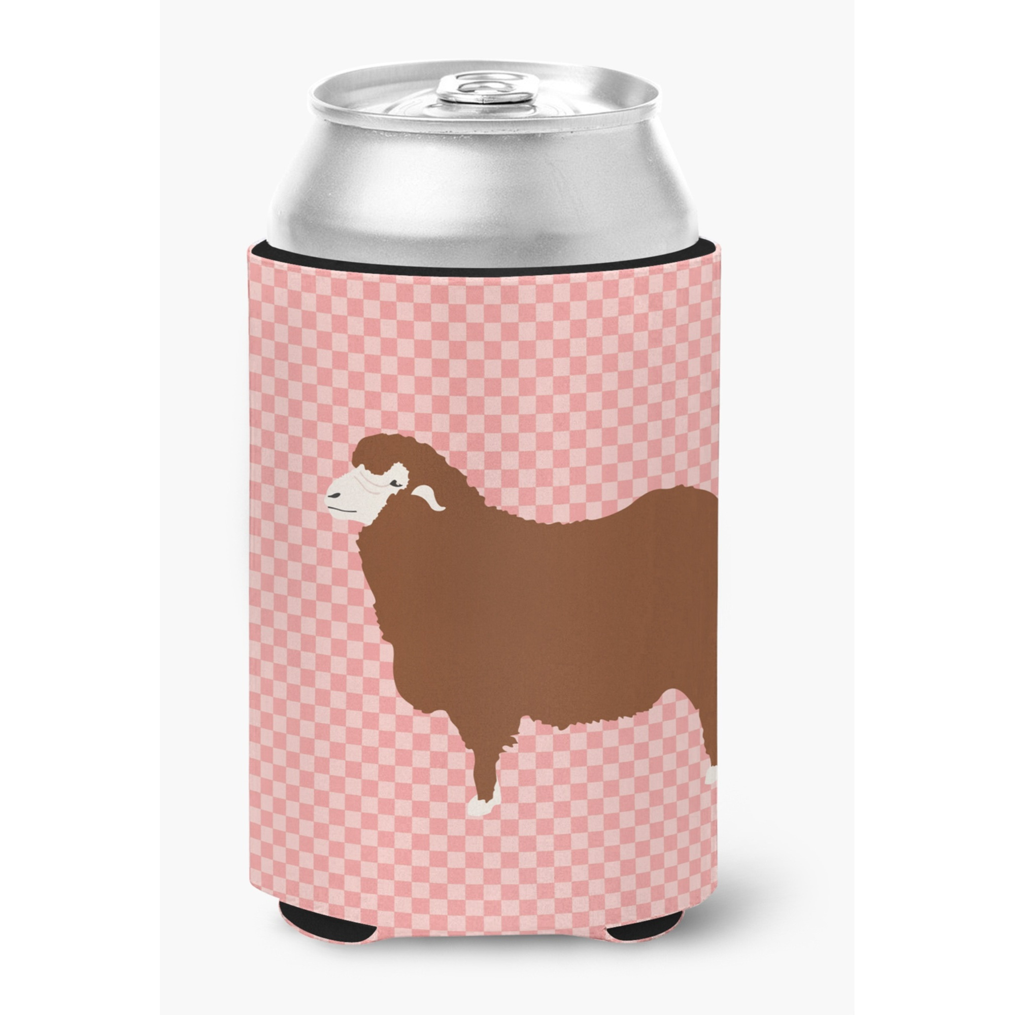 &quotCaroline's Treasures Merino Sheep Pink Check Decorative Can Hugger, Multicolor"
