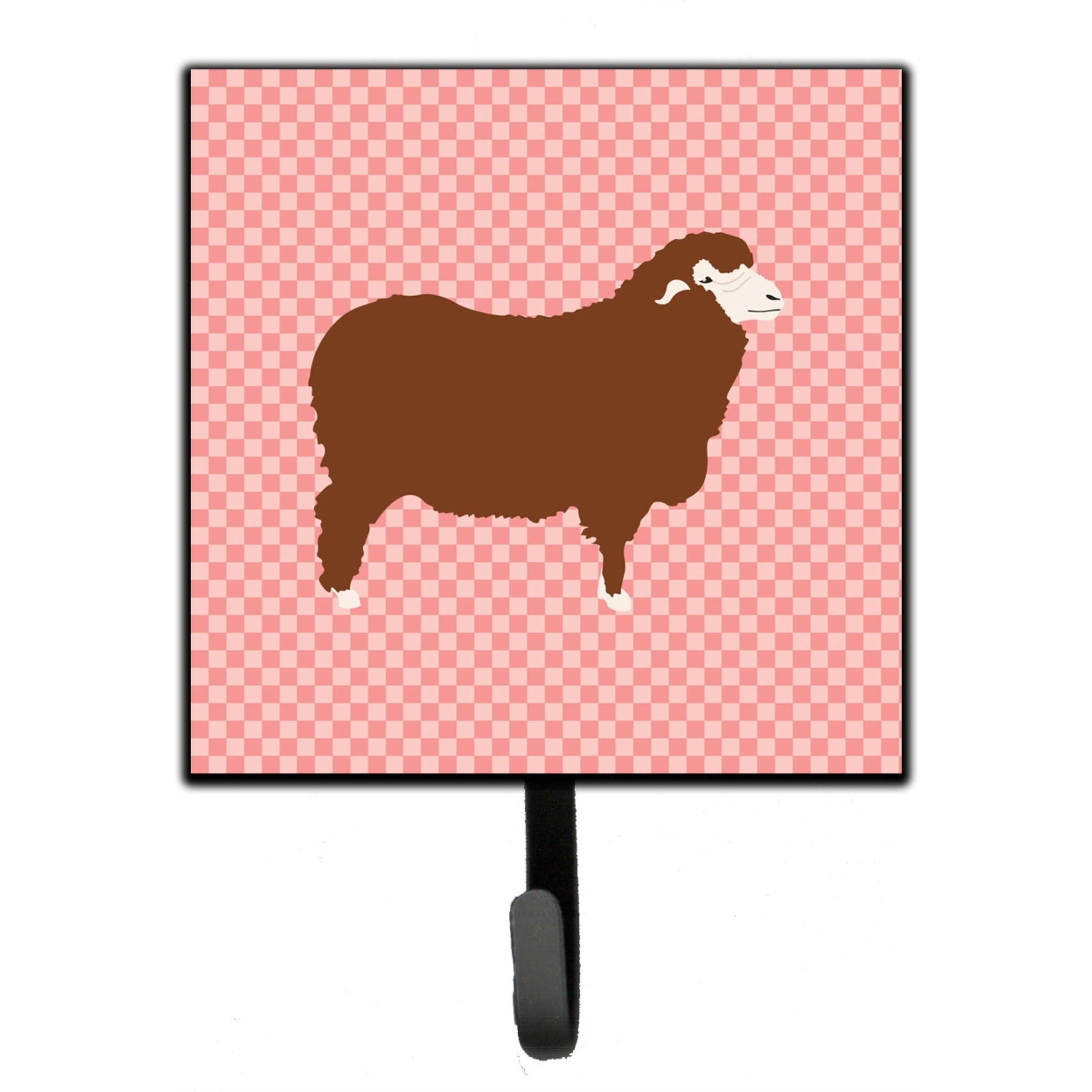&quotCaroline's Treasures Merino Sheep Pink Check Wall Hook, Small, Multicolor"