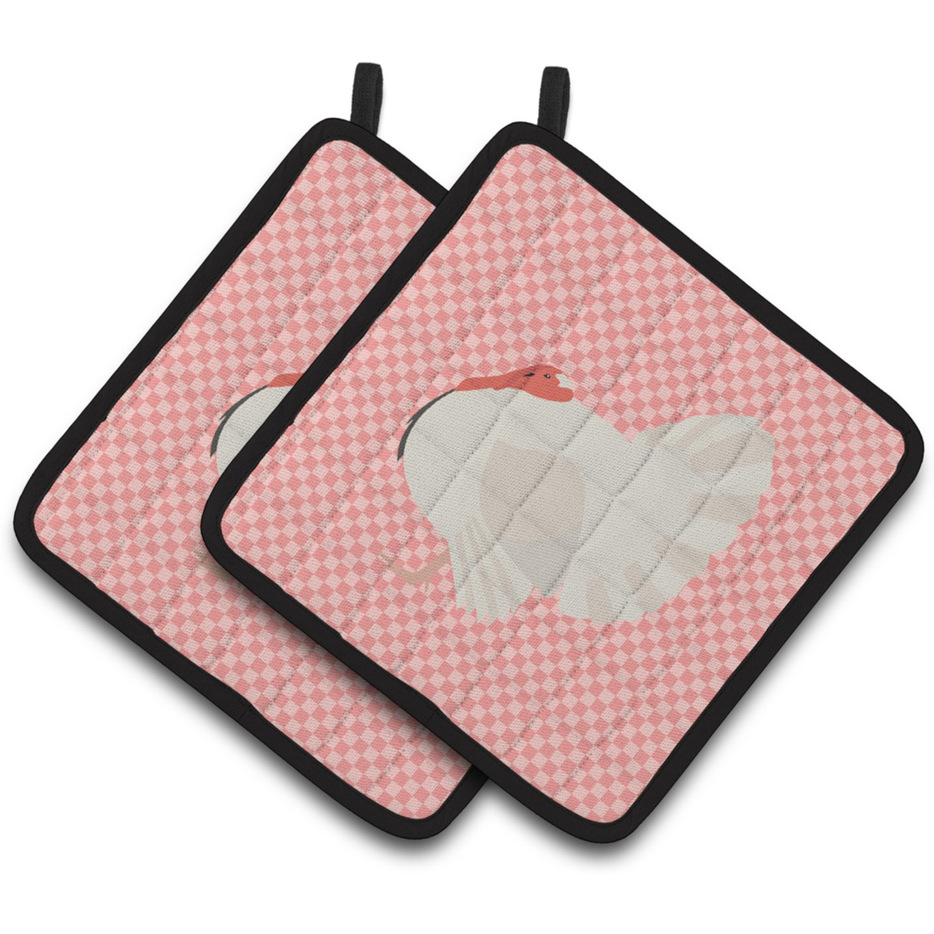 &quotCaroline's Treasures White Holland Turkey Pink Check Decorated Pot Holder, 7.5"" x 7.5"""