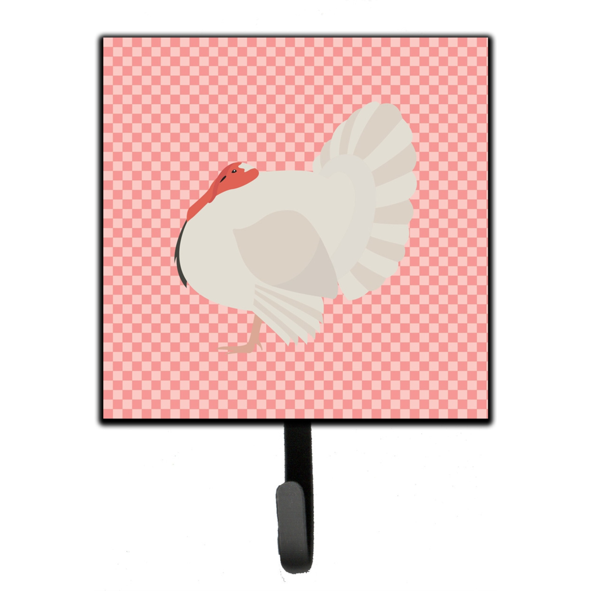 &quotCaroline's Treasures White Holland Turkey Pink Check Wall Hook, Small, Multicolor"