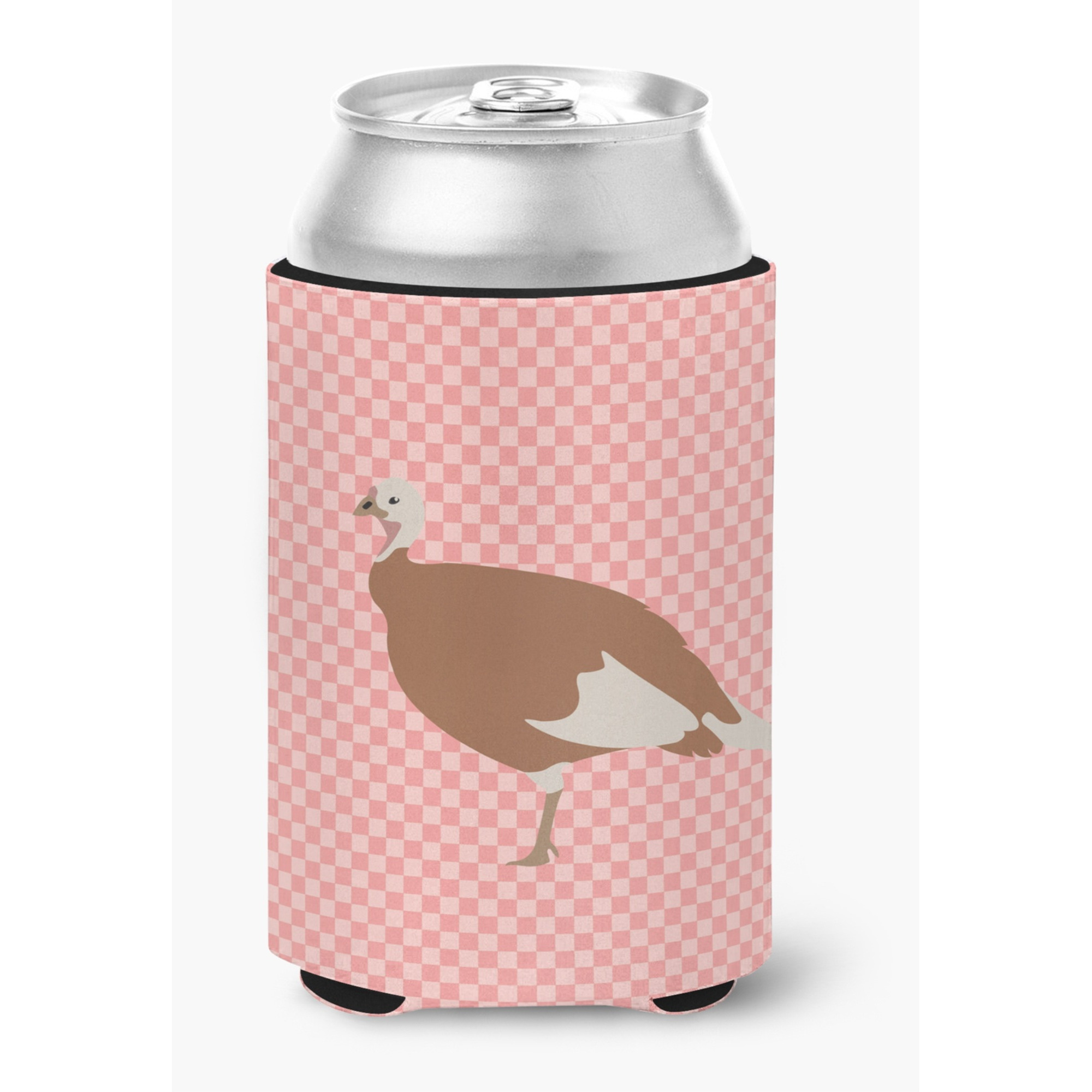 &quotCaroline's Treasures Jersey Buff Turkey Hen Pink Check Decorative Can Hugger, Multicolor"