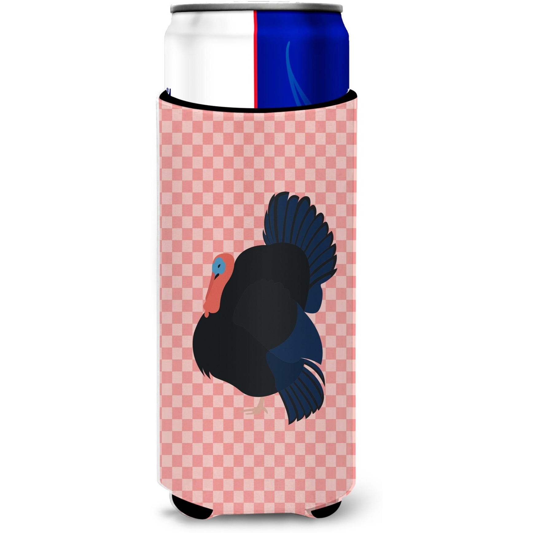 &quotCaroline's Treasures Norfolk Black Turkey Pink Check Decorative Can Hugger, Slim, Multicolor"