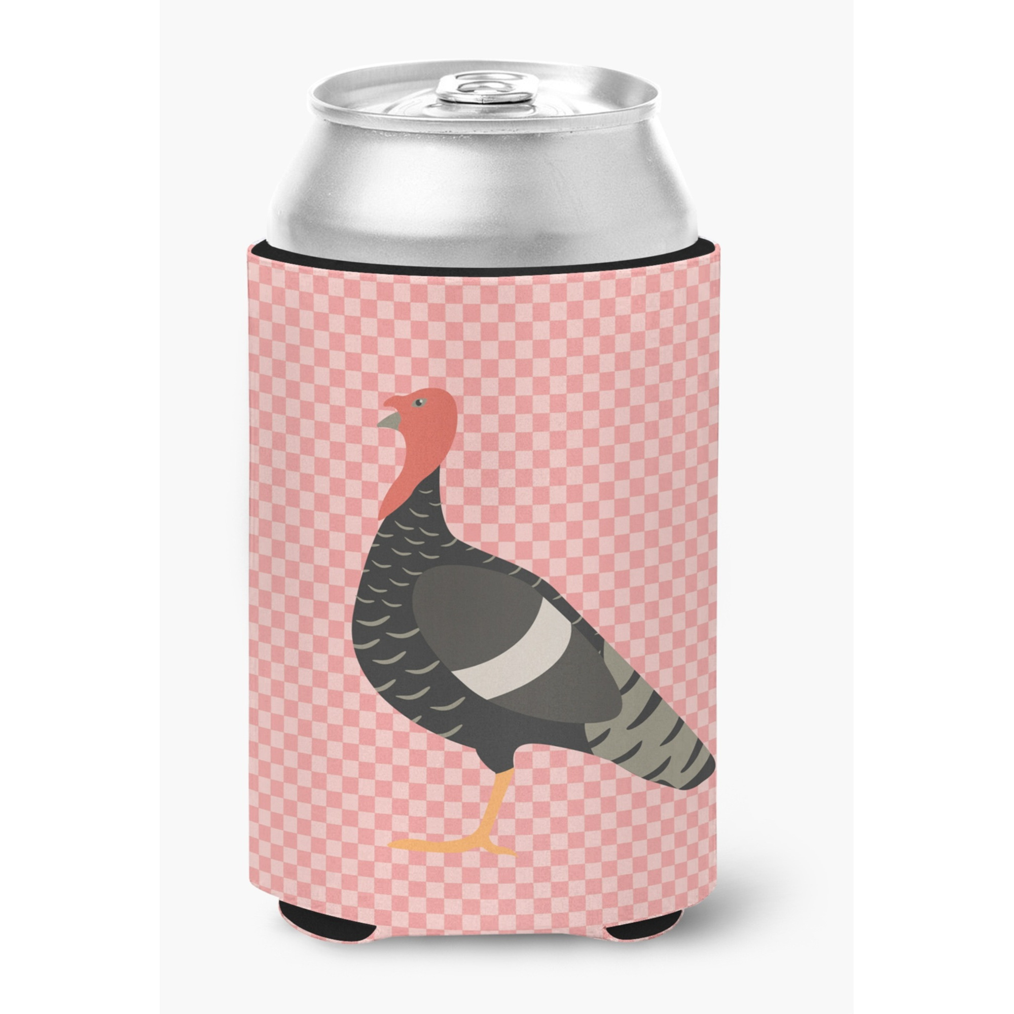 &quotCaroline's Treasures Marragansett Turkey Pink Check Decorative Can Hugger, Multicolor"