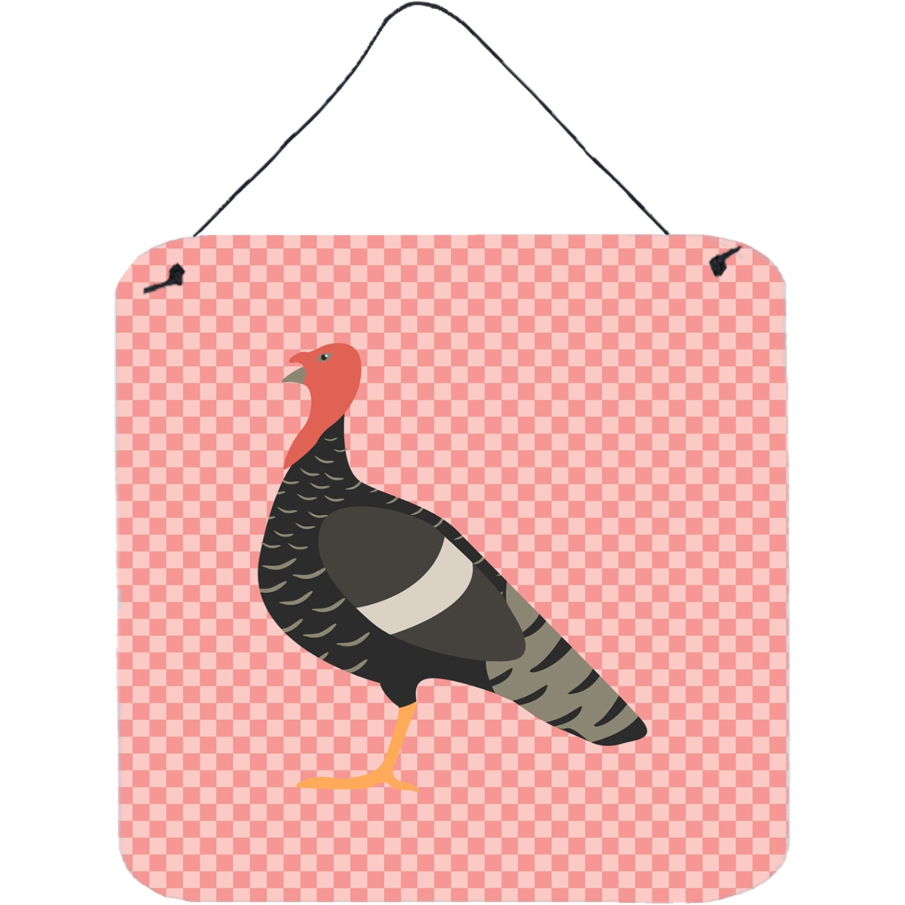 &quotCaroline's Treasures Pink Marragansett Turkey Check Metal Print, 6"" H x 6"" W"