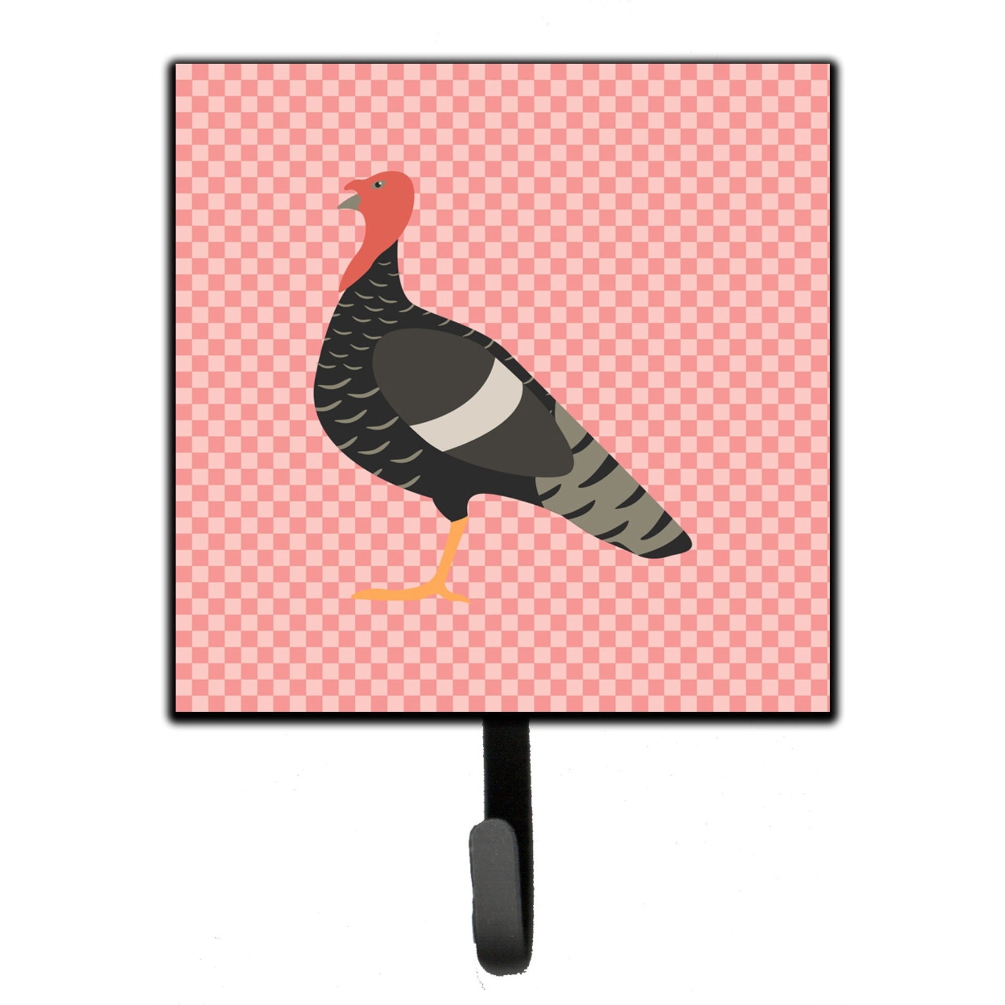 &quotCaroline's Treasures Marragansett Turkey Pink Check Wall Hook, Small, Multicolor"