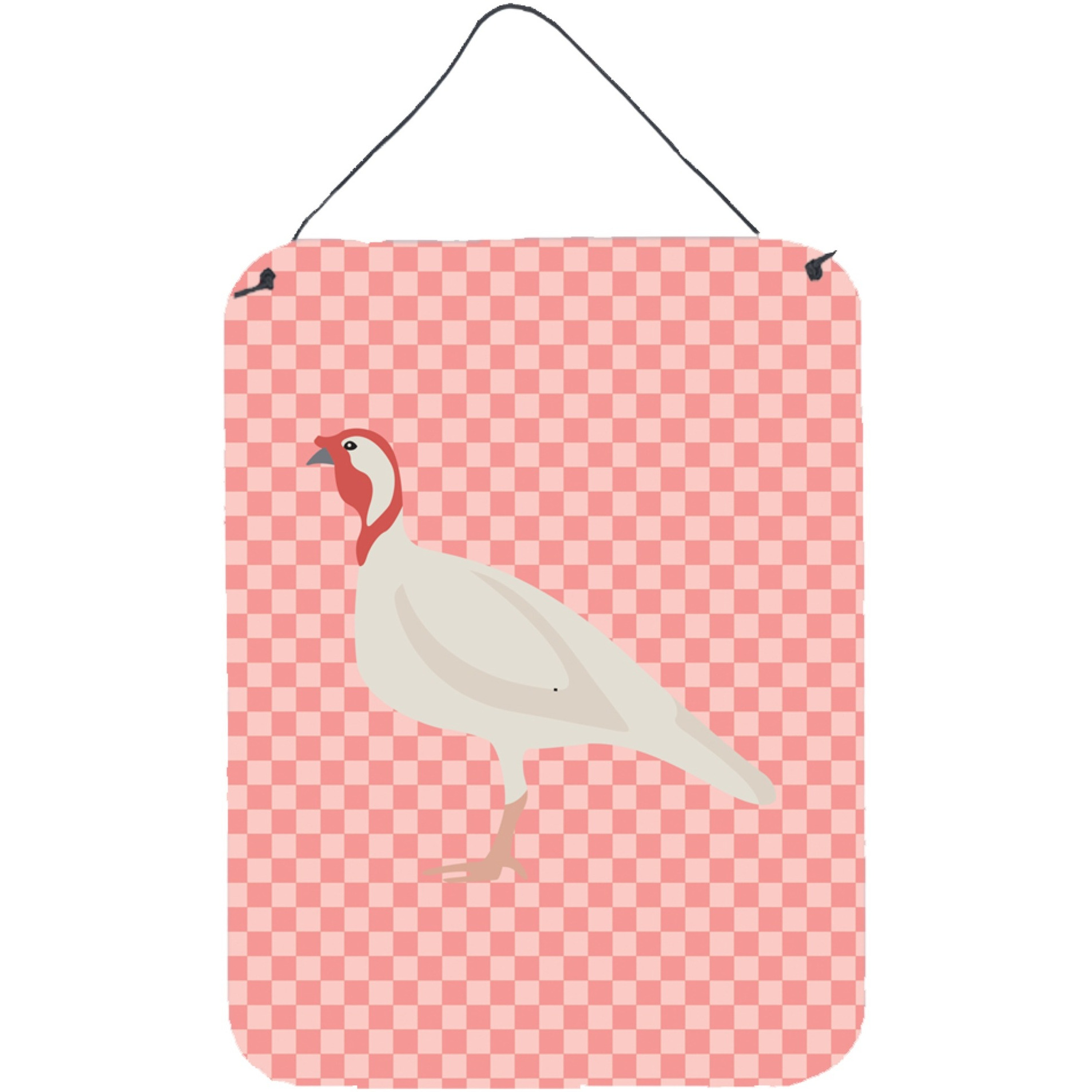 &quotCaroline's Treasures Pink Check Beltsville Small White Turkey Hen Metal Print, 16hx12w, Multicolor"