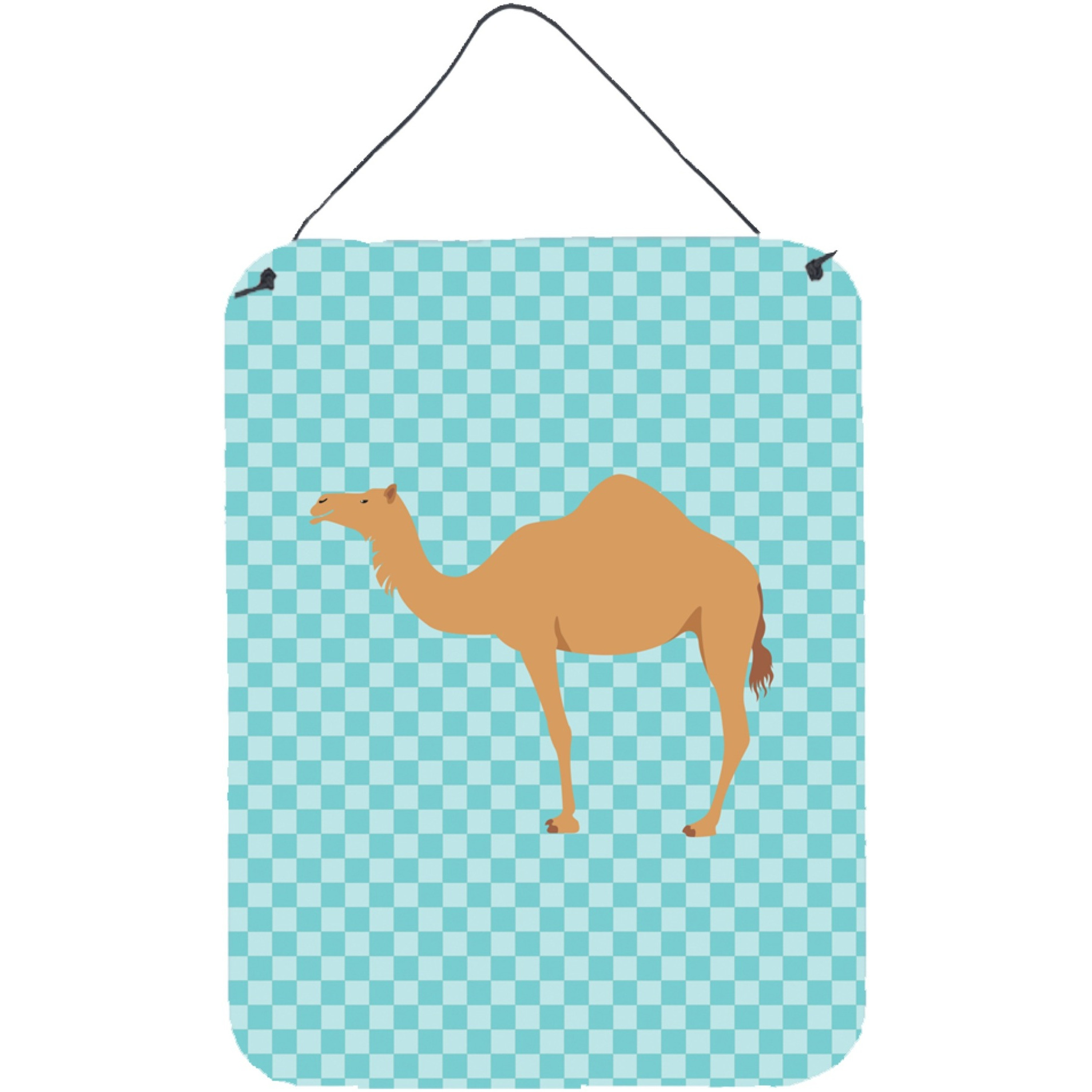 &quotCaroline's Treasures Arabian Camel Dromedary Blue Check Metal Print, 16hx12w, Multicolor"