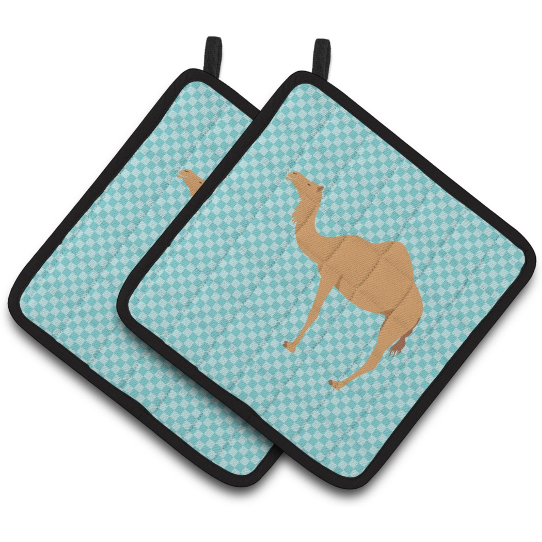 &quotCaroline's Treasures Arabian Camel Dromedary Blue Check Decorated Pot Holder, 7.5"" x 7.5"""