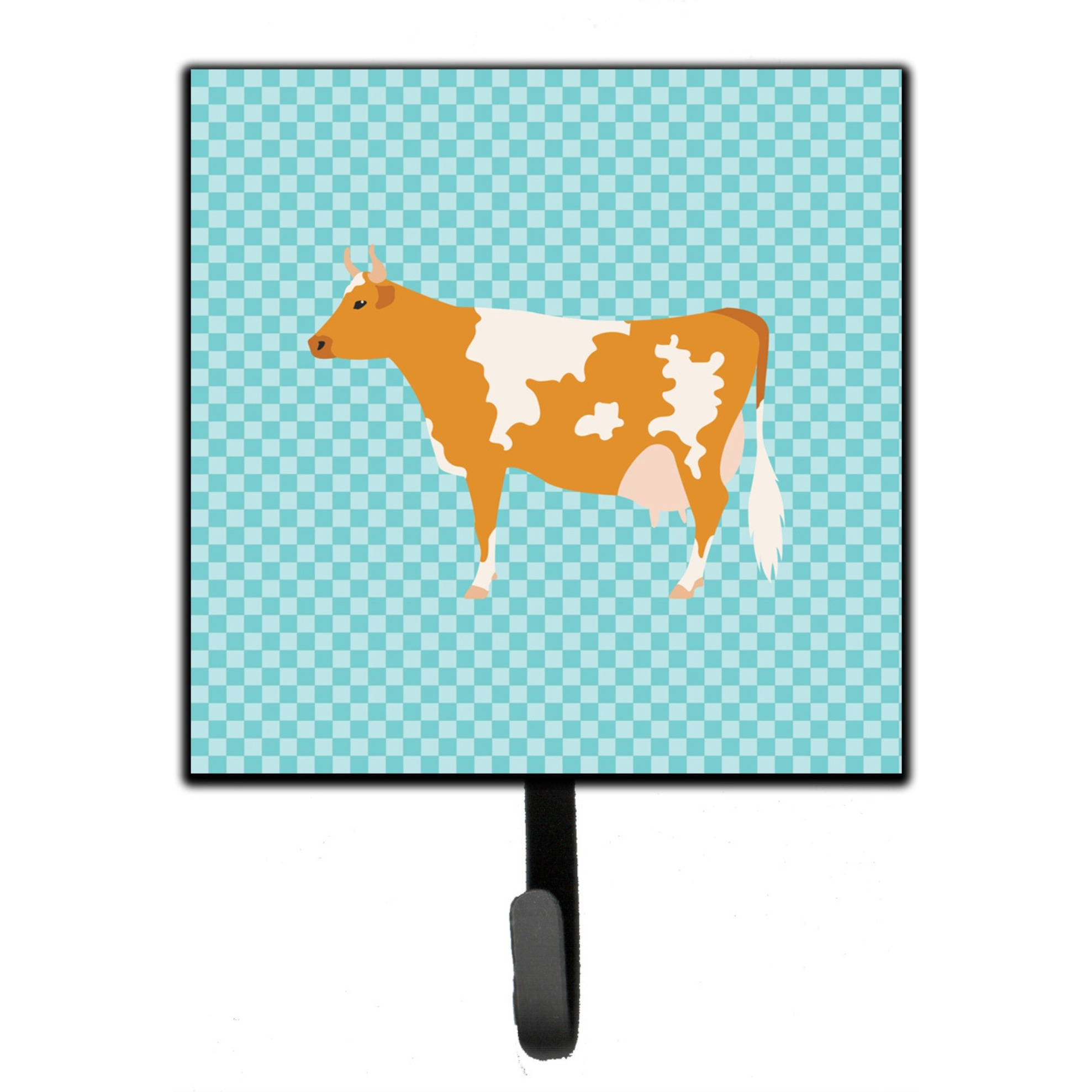 &quotCaroline's Treasures Guernsey Cow Blue Check Wall Hook, Small, Multicolor"