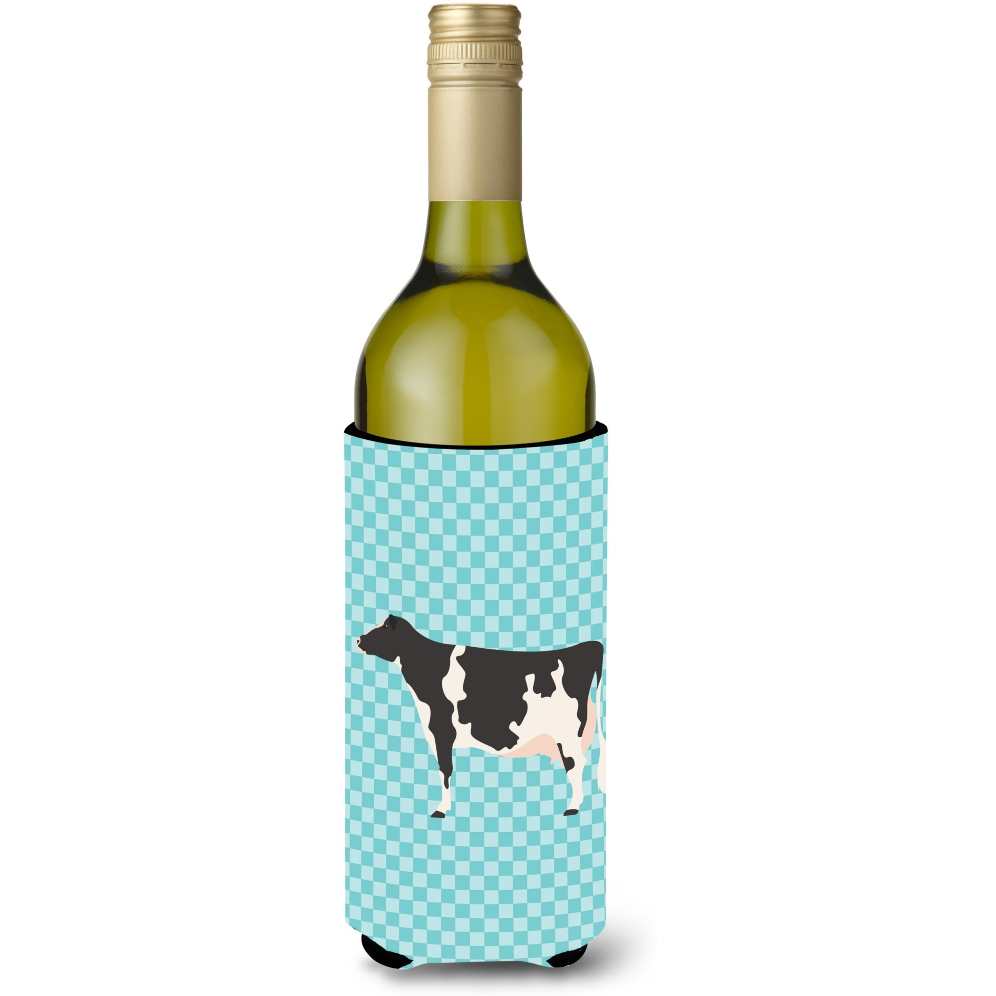 &quotCaroline's Treasures Holstein Cow Blue Check Decorative Bottle Hugger, 750 ml, Multicolor"