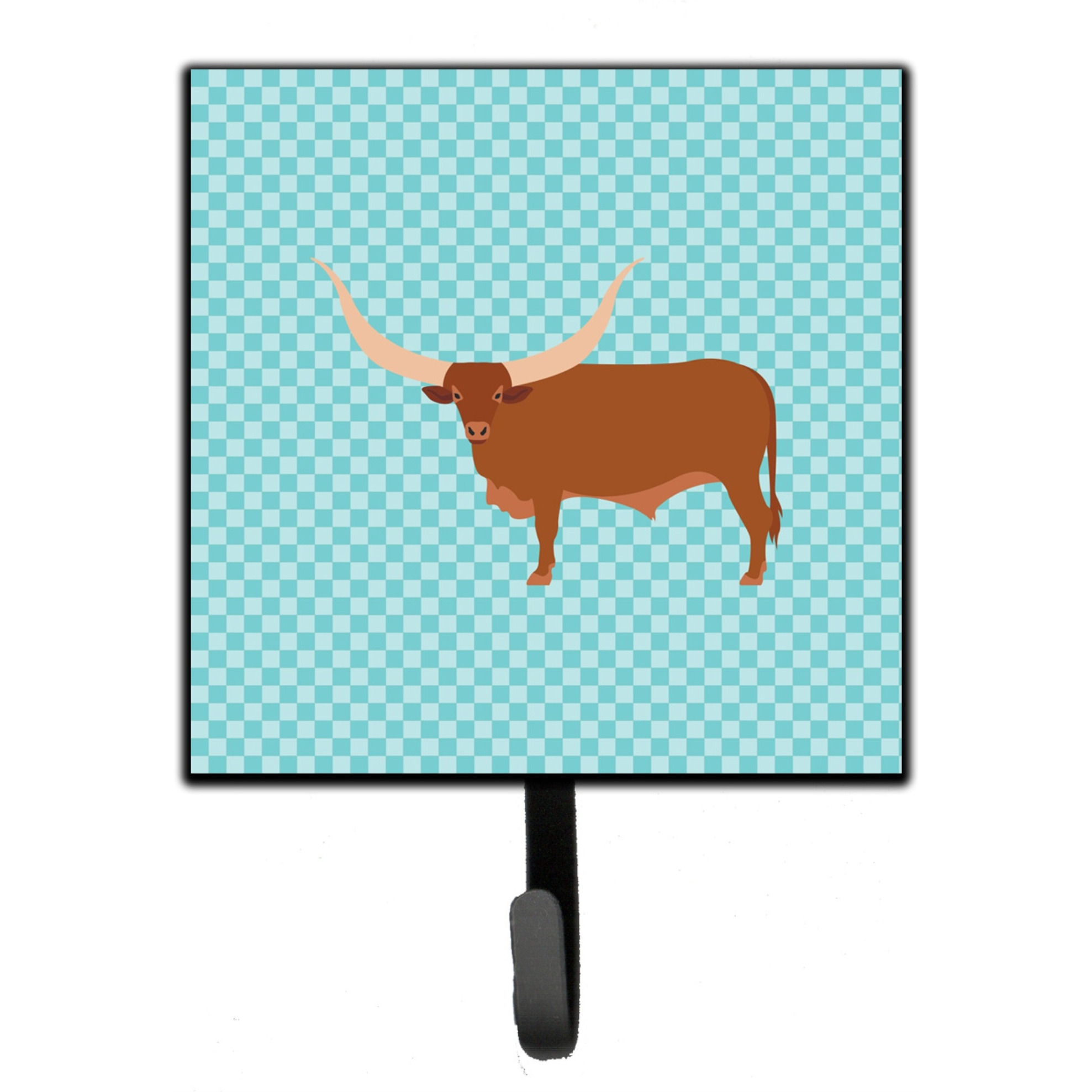&quotCaroline's Treasures Ankole-Watusu Cow Blue Check Wall Hook, Small, Multicolor"