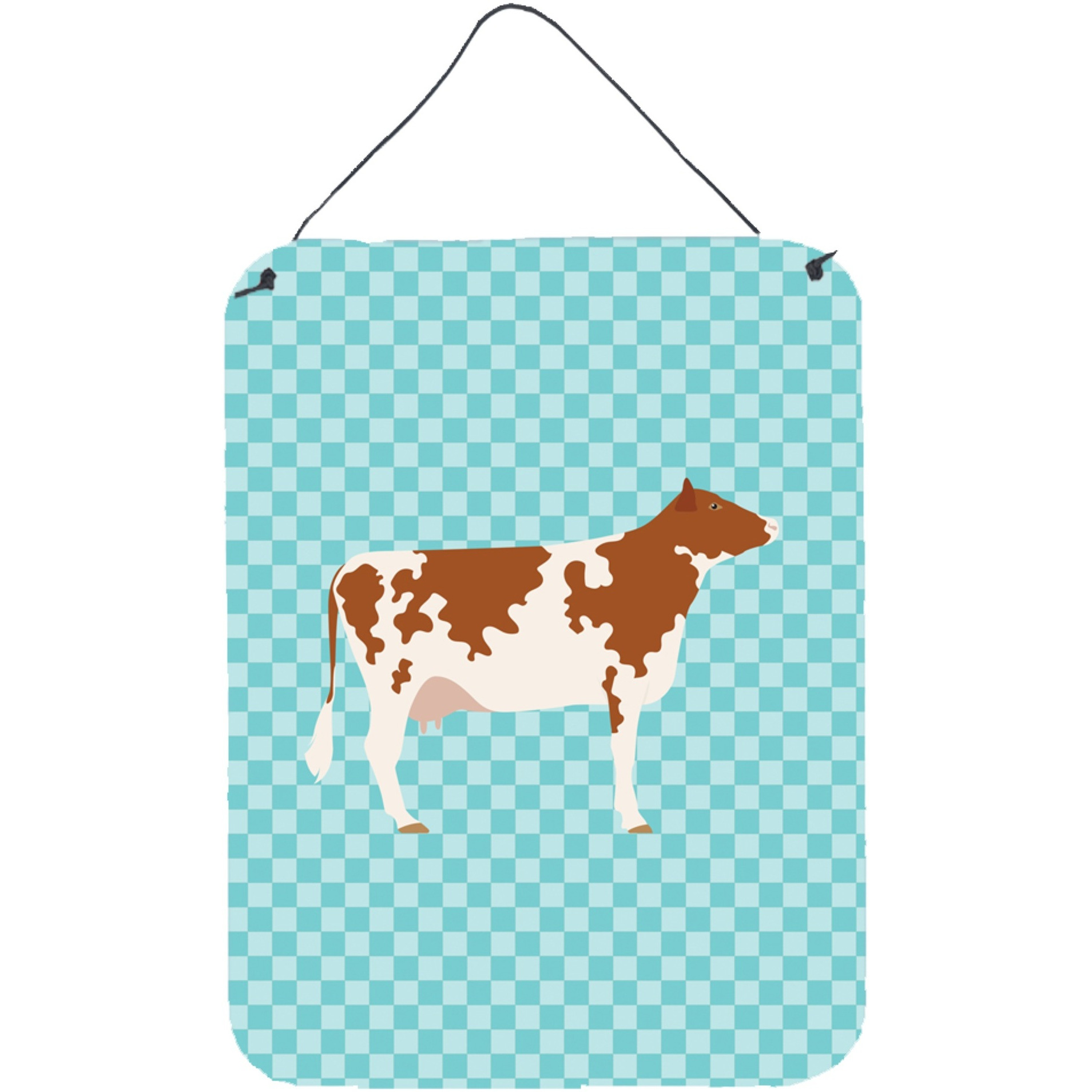 &quotCaroline's Treasures Ayrshire Cow Blue Check Metal Print, 16hx12w, Multicolor"