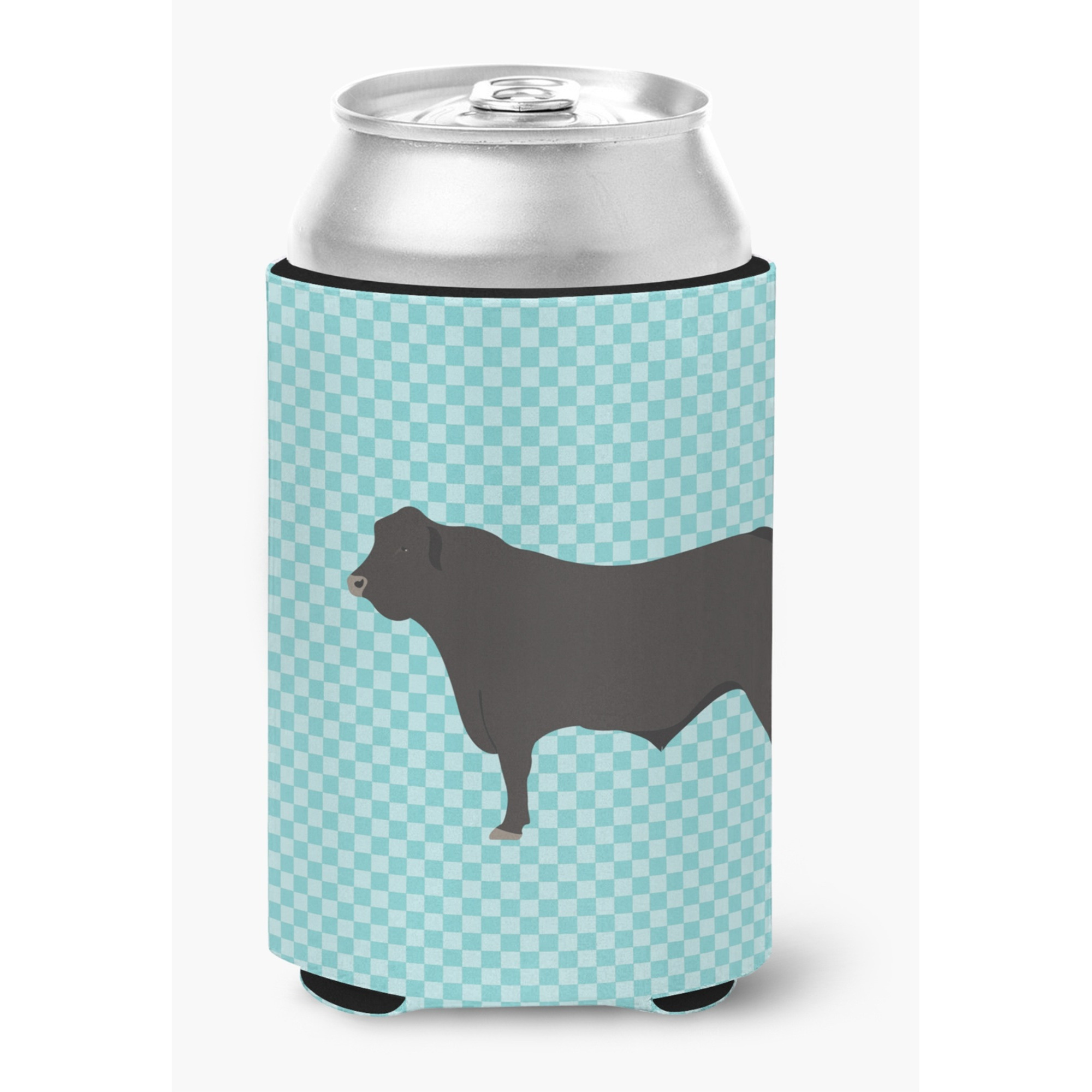 &quotCaroline's Treasures Black Angus Cow Blue Check Decorative Can Hugger, Multicolor"