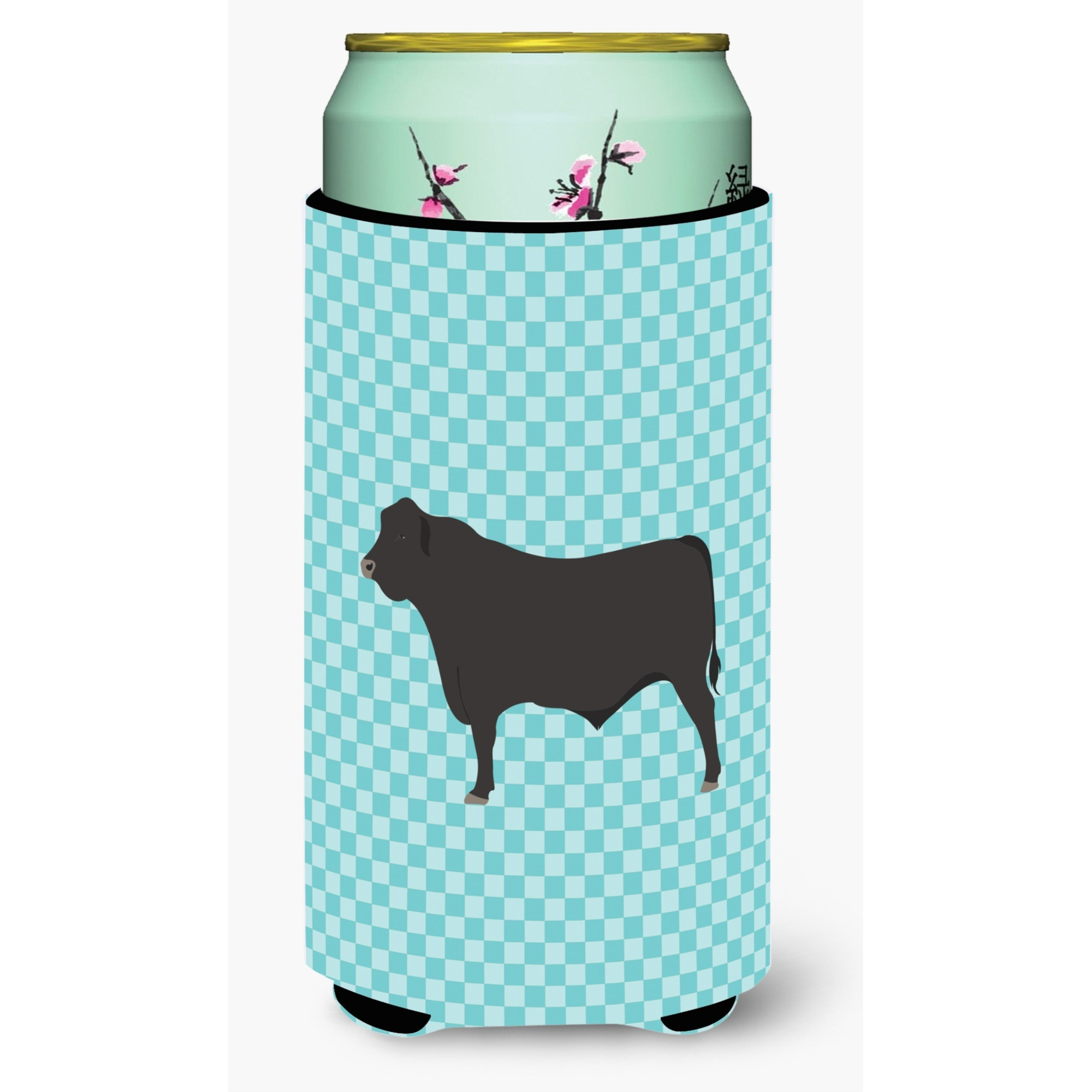 &quotCaroline's Treasures Black Angus Cow Blue Check Decorative Can Hugger, Tall Boy, Multicolor"