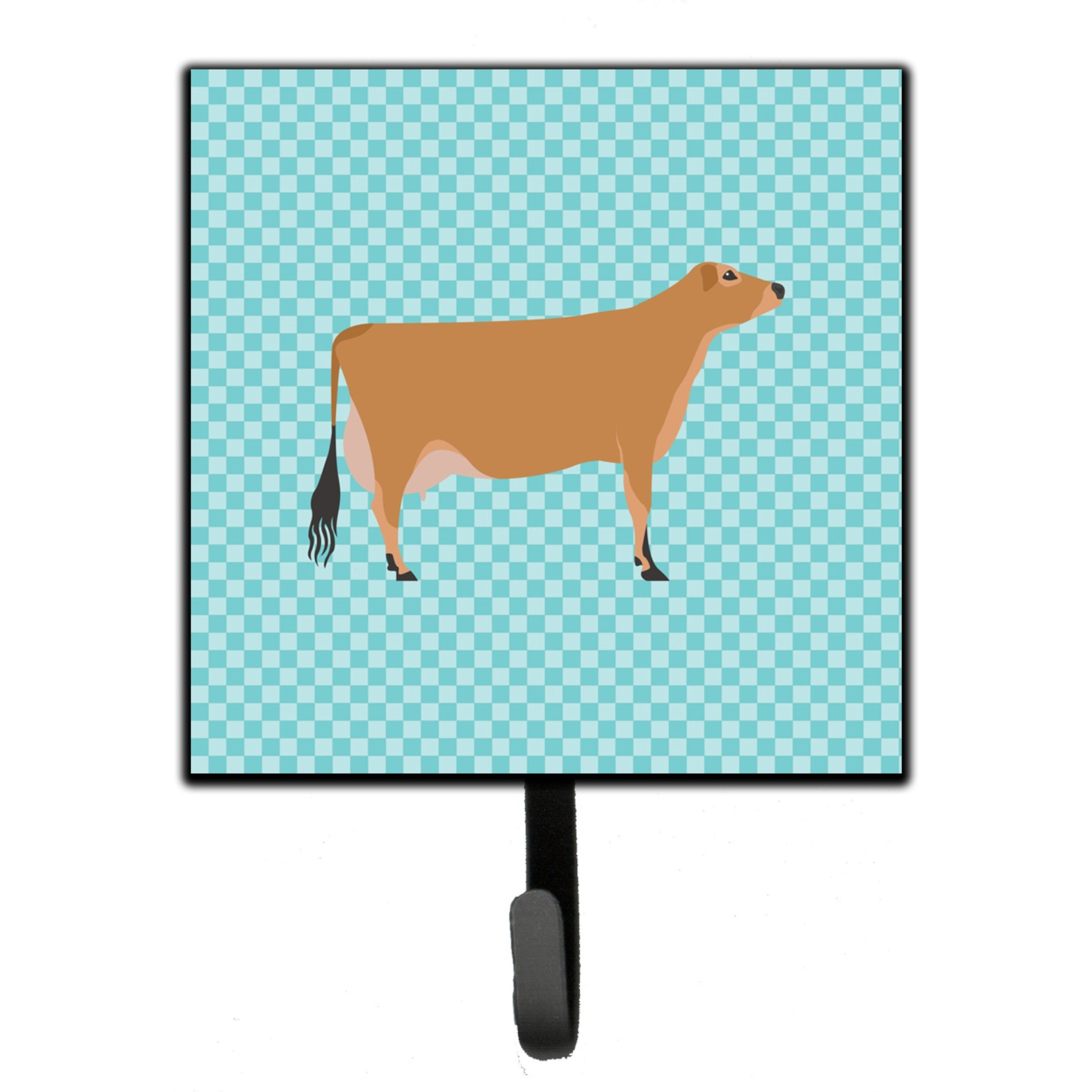 &quotCaroline's Treasures Jersey Cow Blue Check Wall Hook, Small, Multicolor"