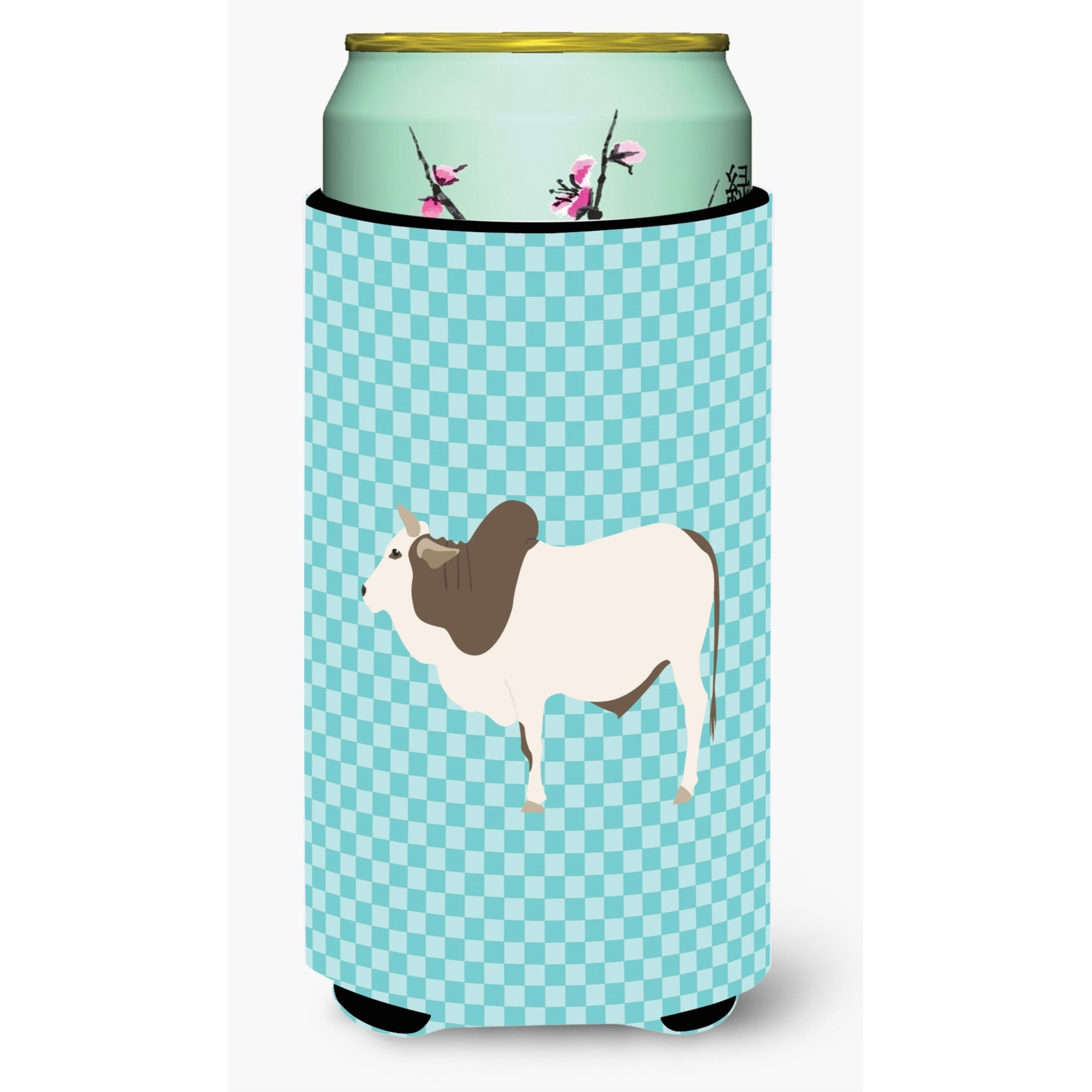 &quotCaroline's Treasures Malvi Cow Blue Check Decorative Can Hugger, Tall Boy, Multicolor"