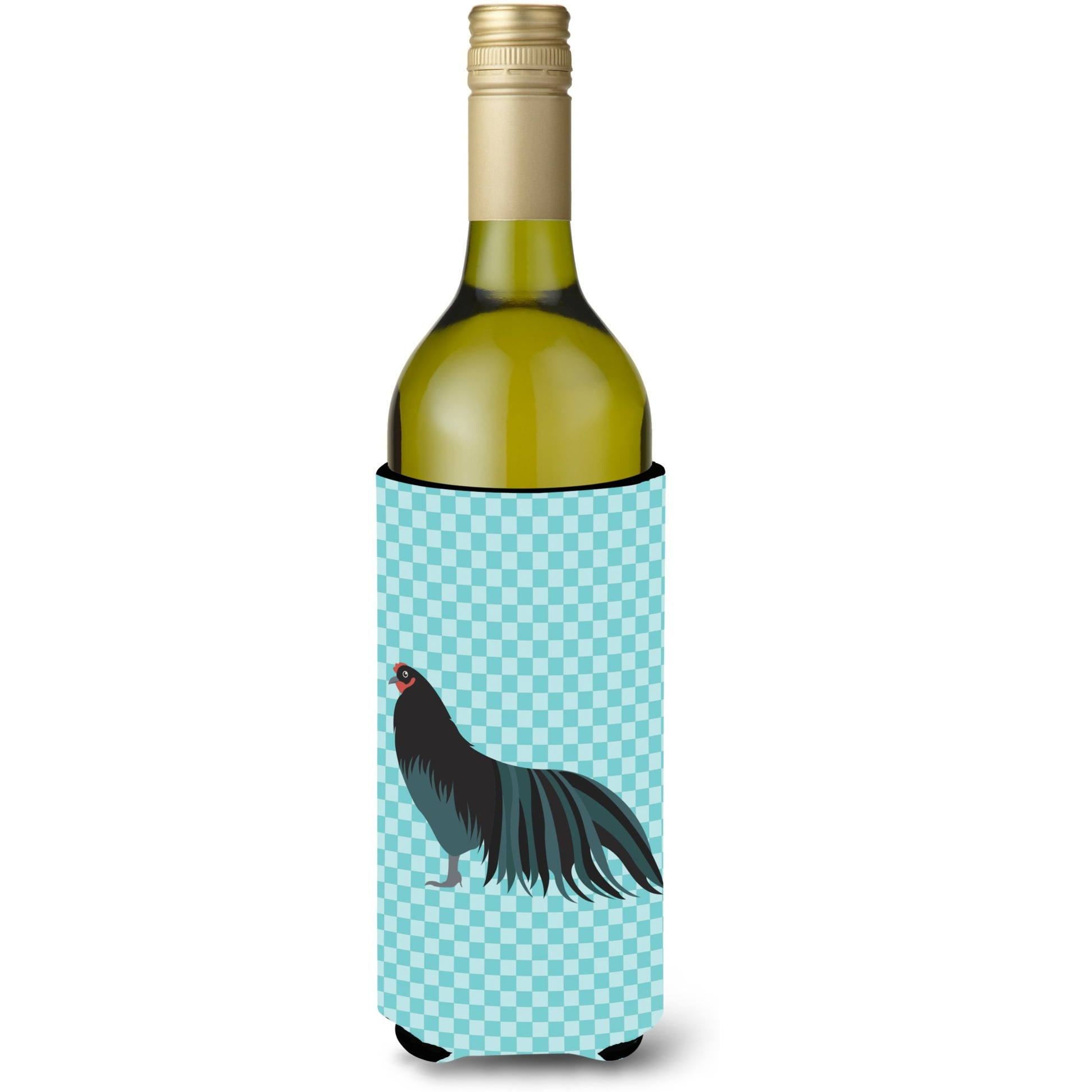 &quotCaroline's Treasures Sumatra Chicken Blue Check Decorative Bottle Hugger, 750 ml, Multicolor"