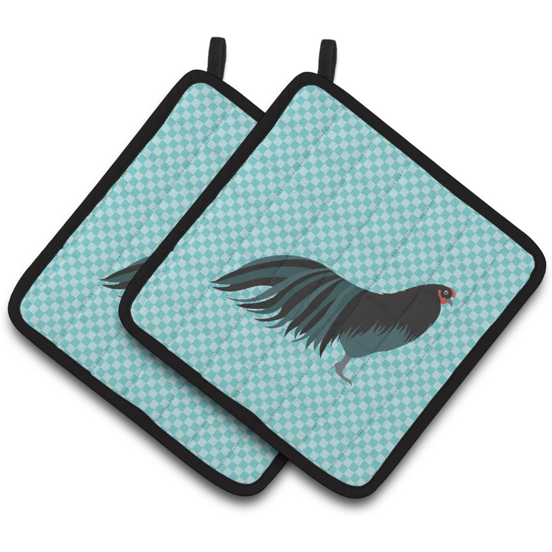 &quotCaroline's Treasures Sumatra Chicken Blue Check Decorated Pot Holder, 7.5"" x 7.5"""