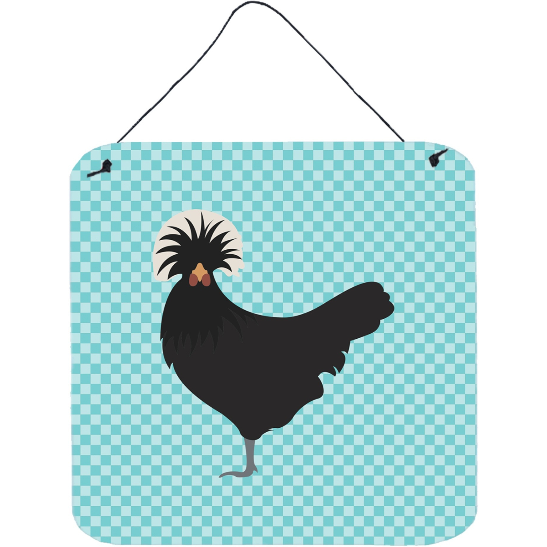 &quotCaroline's Treasures Blue Polish Poland Chicken Check Metal Print, 6"" H x 6"" W"