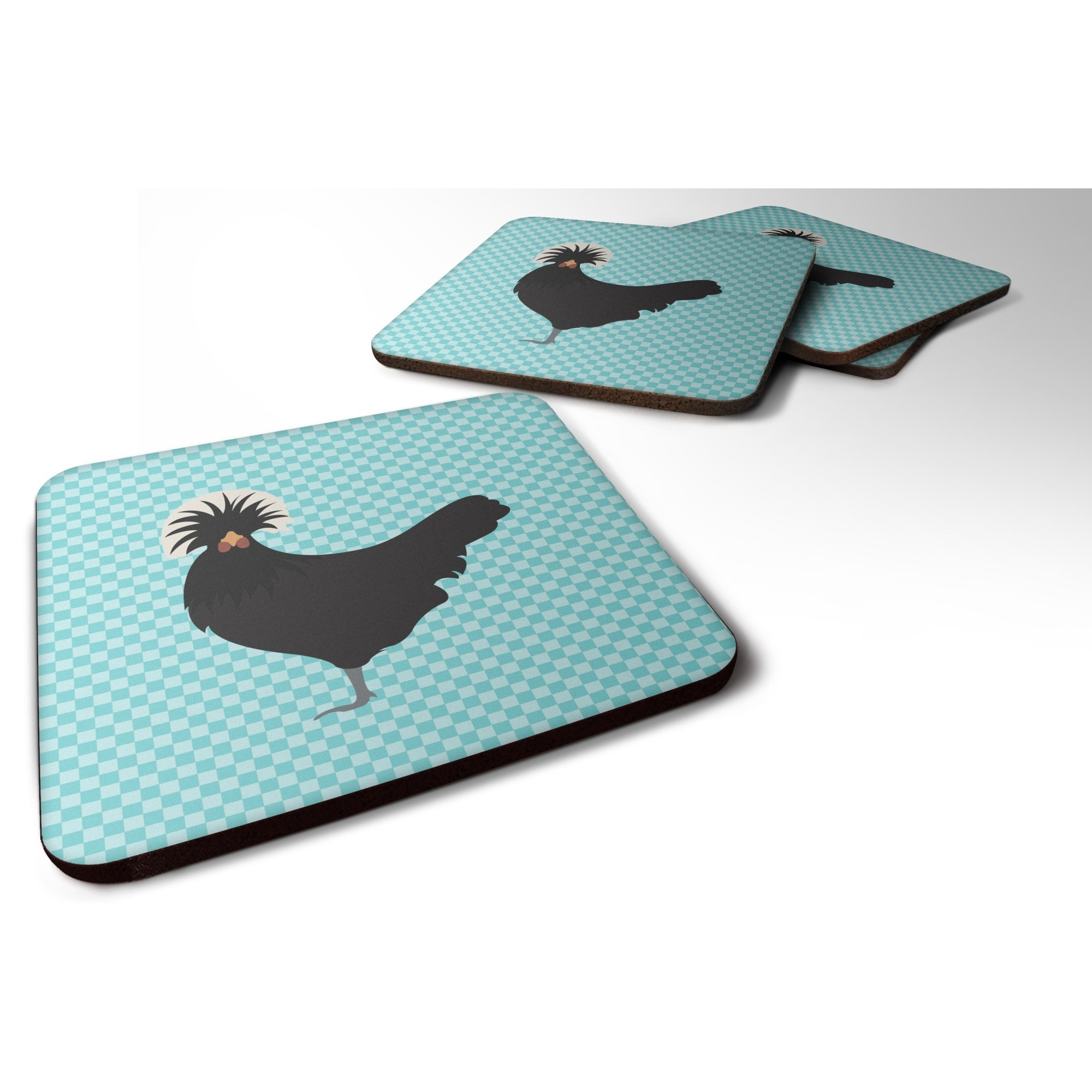&quotCaroline's Treasures Polish Poland Chicken Blue Check Decorative coasters, 3.5, Multicolor"