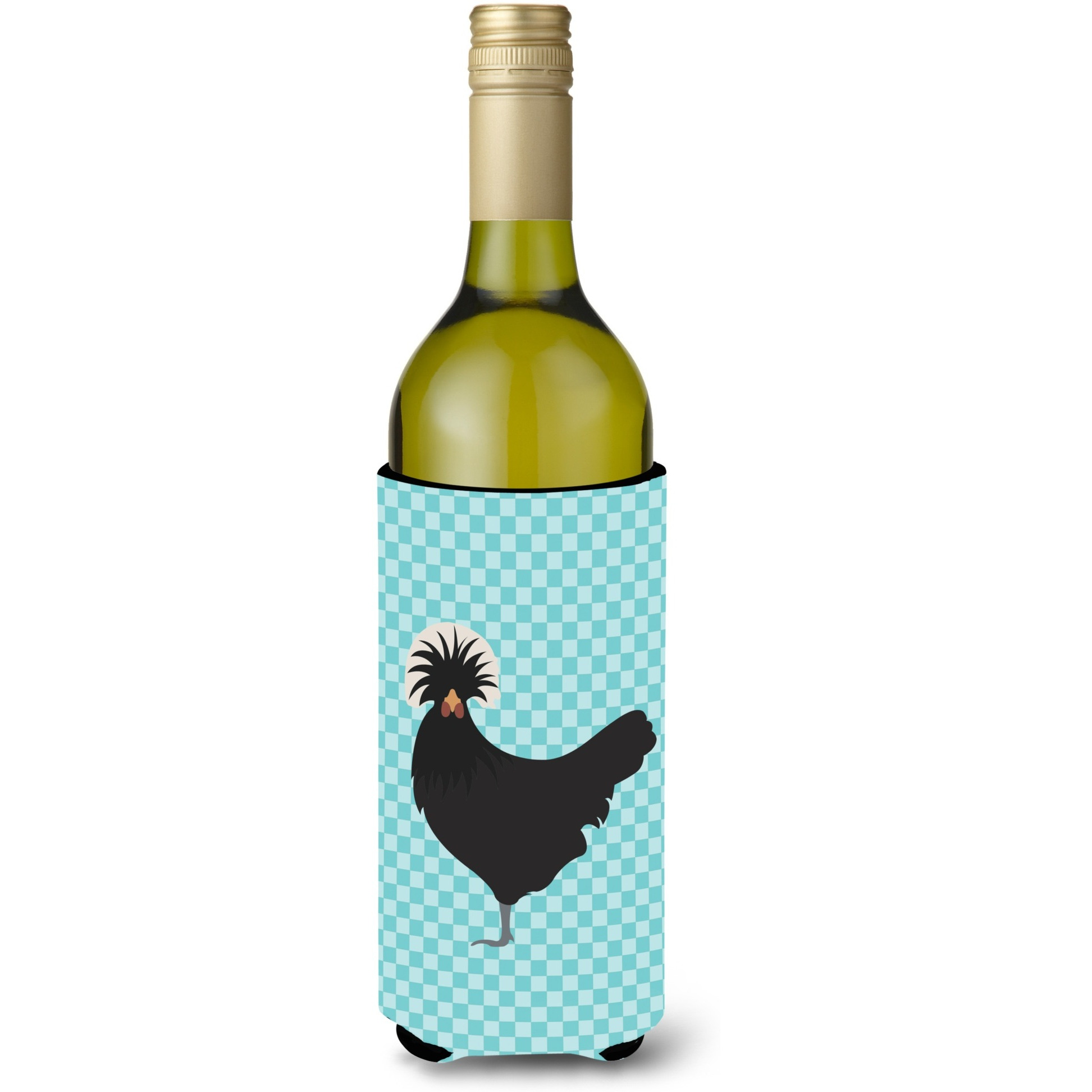 &quotCaroline's Treasures Polish Poland Chicken Blue Check Decorative Bottle Hugger, 750 ml, Multicolor"