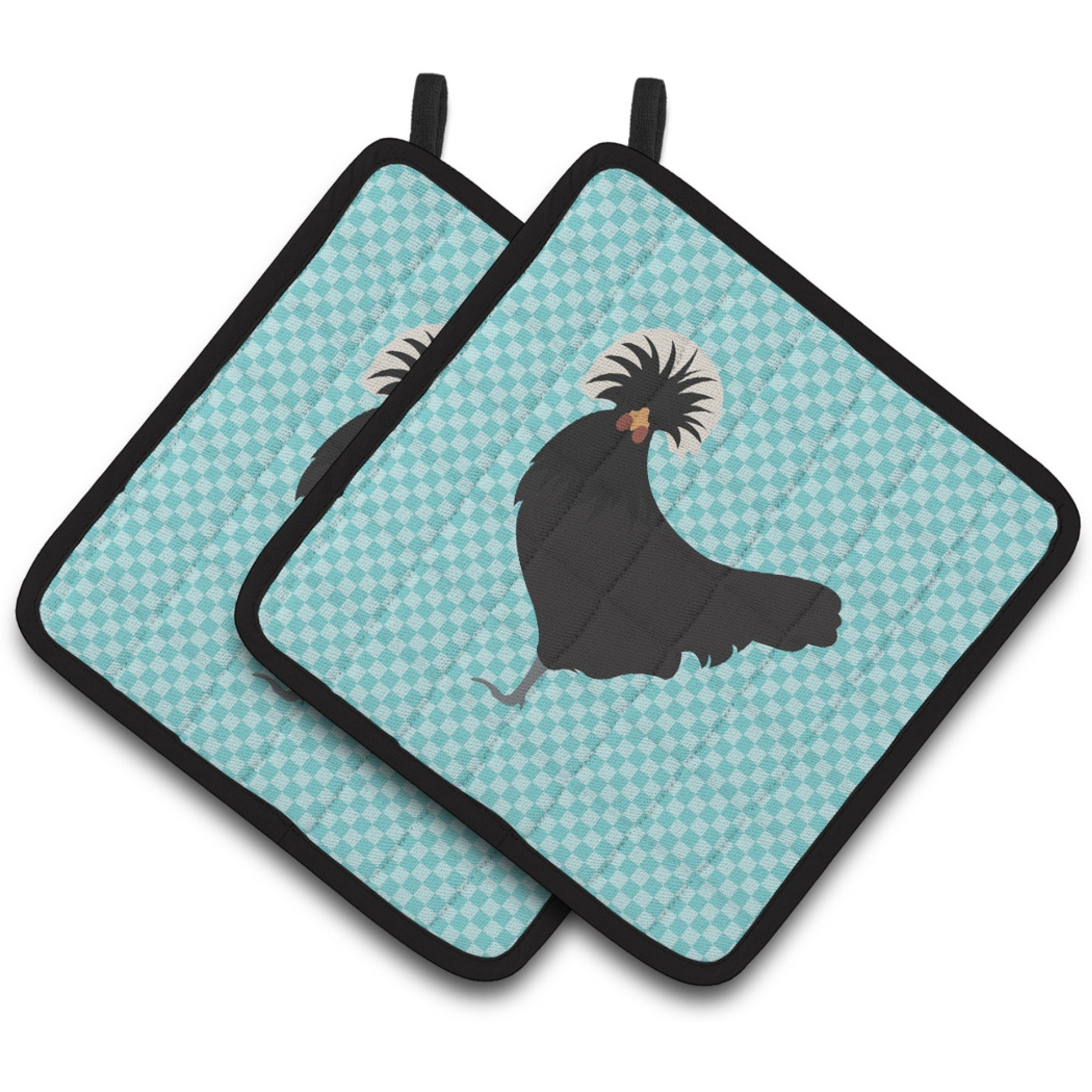 &quotCaroline's Treasures Polish Poland Chicken Blue Check Decorated Pot Holder, 7.5"" x 7.5"""