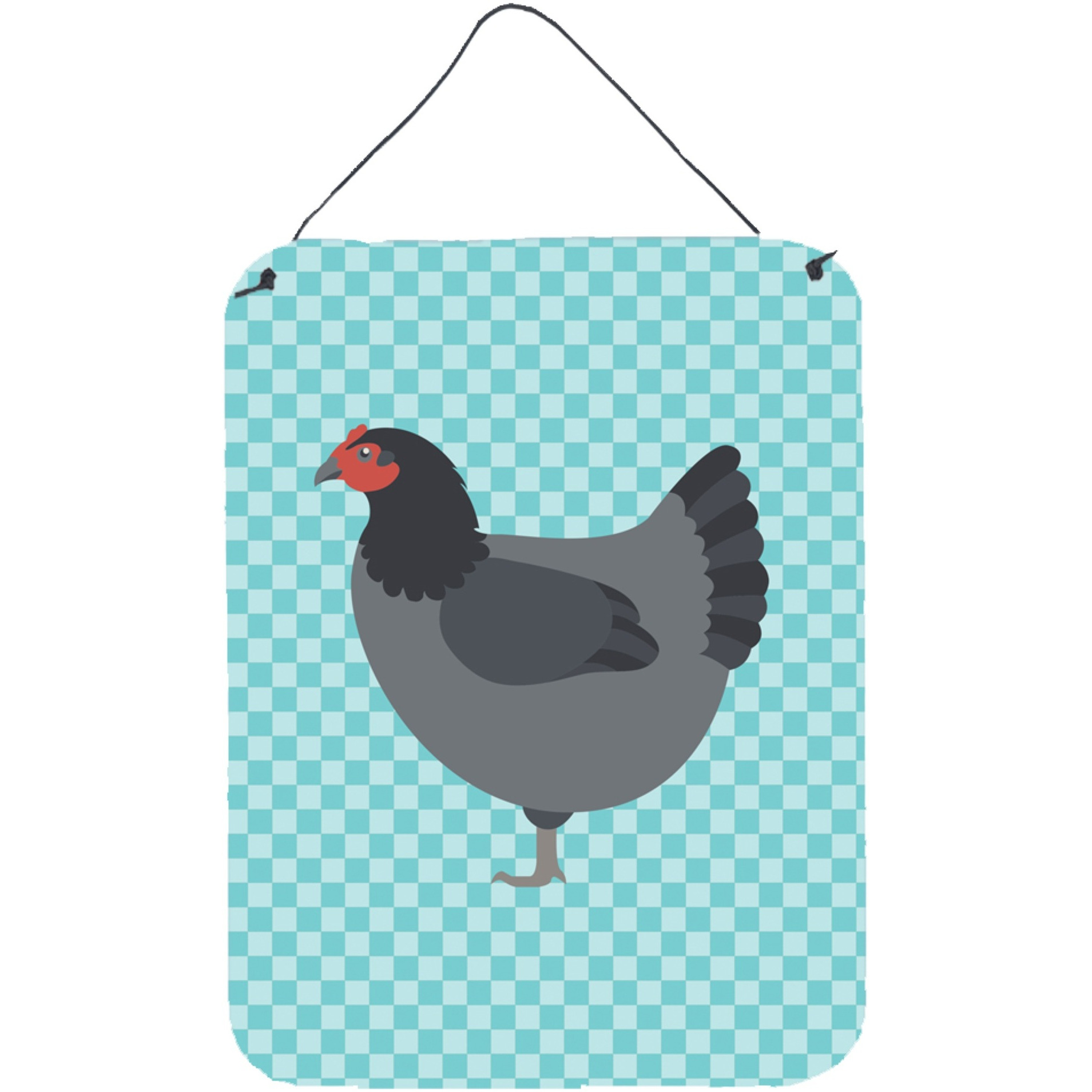 &quotCaroline's Treasures Jersey Giant Chicken Blue Check Metal Print, 16hx12w, Multicolor"
