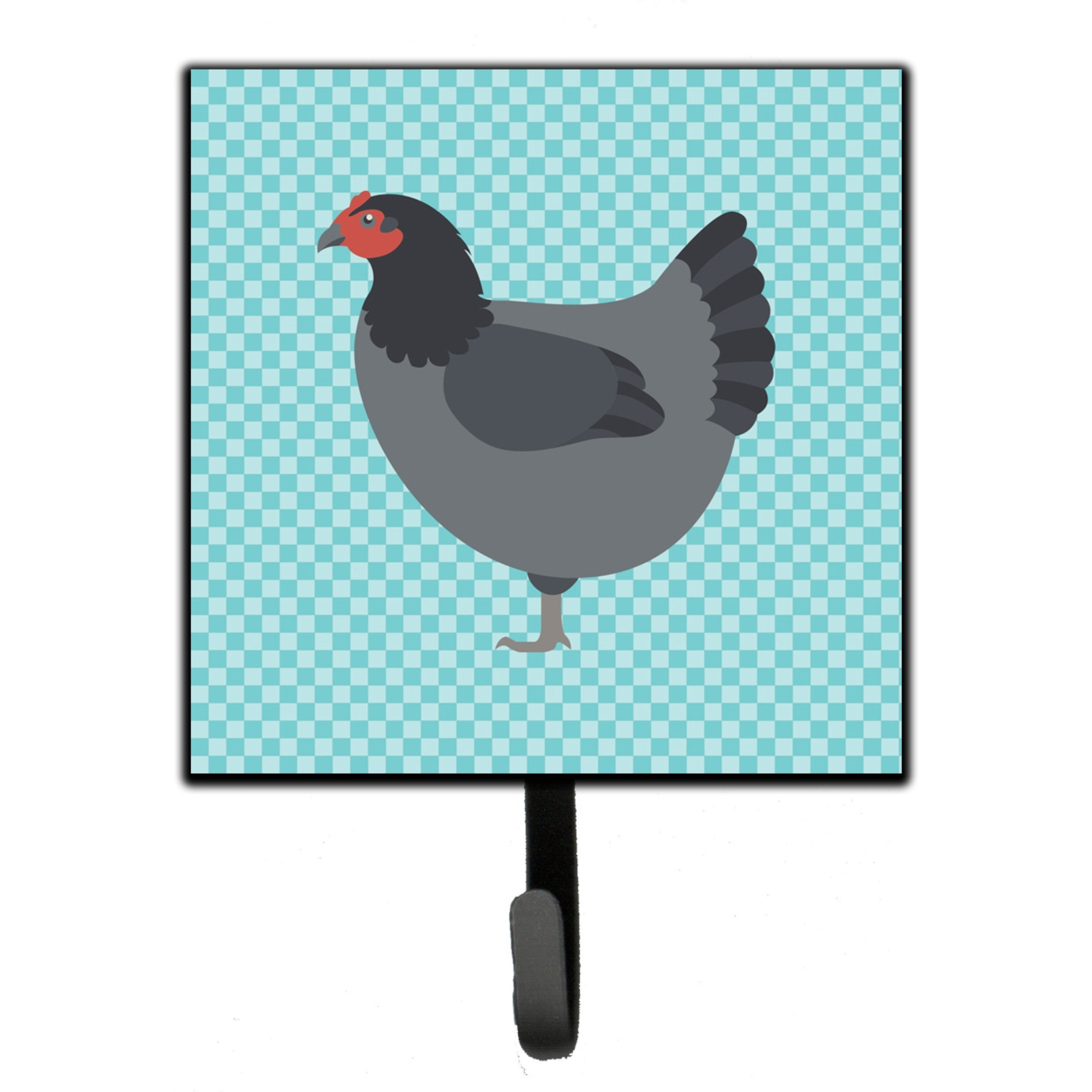 &quotCaroline's Treasures Jersey Giant Chicken Blue Check Wall Hook, Small, Multicolor"