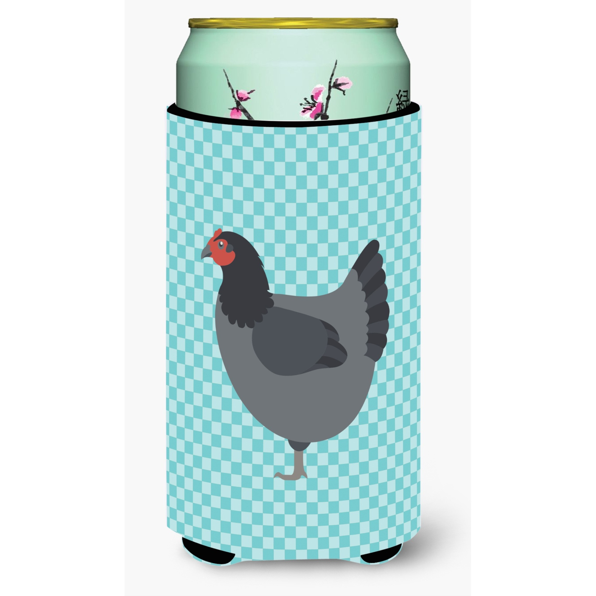 &quotCaroline's Treasures Jersey Giant Chicken Blue Check Decorative Can Hugger, Tall Boy, Multicolor"