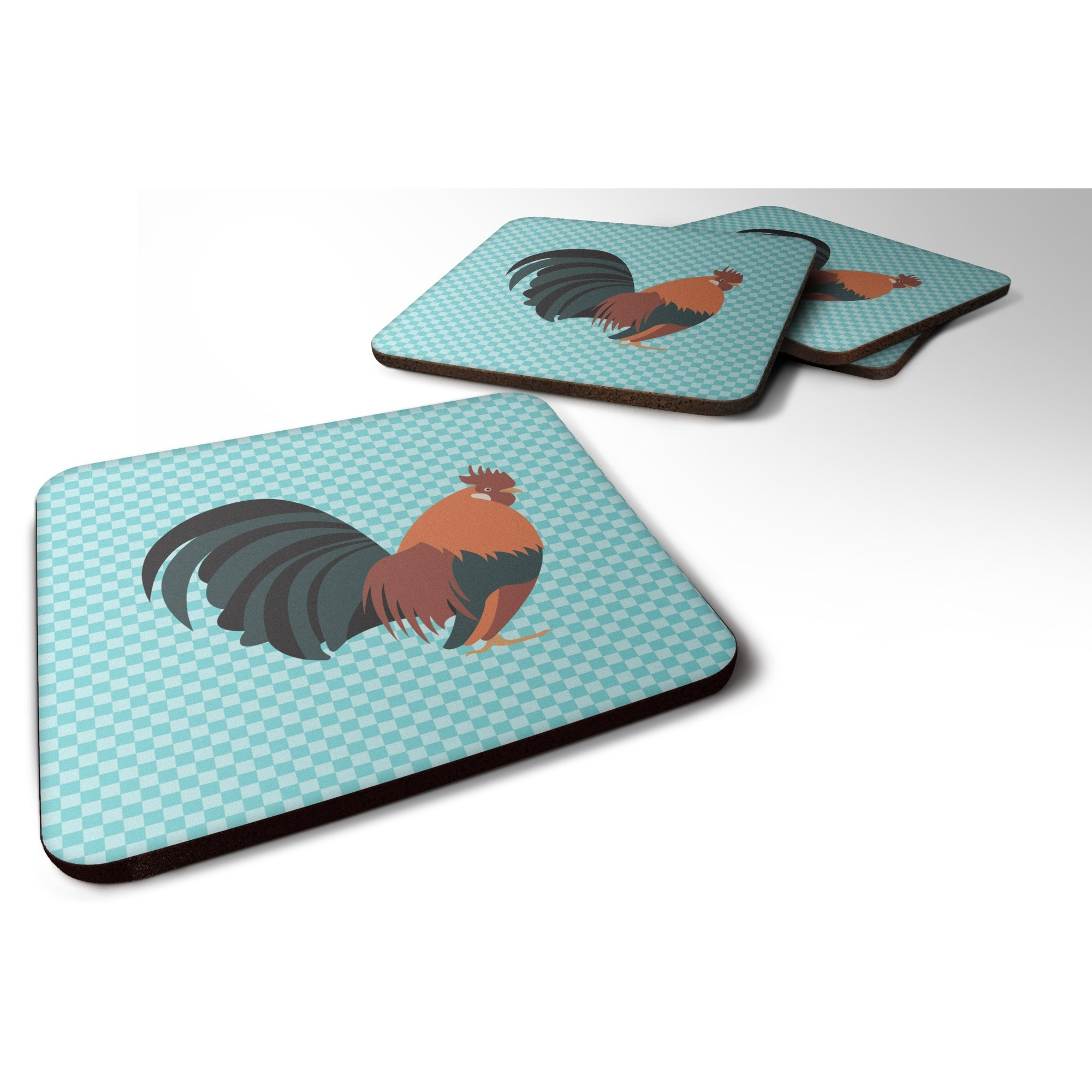 &quotCaroline's Treasures Dutch Bantam Chicken Blue Check Decorative coasters, 3.5, Multicolor"