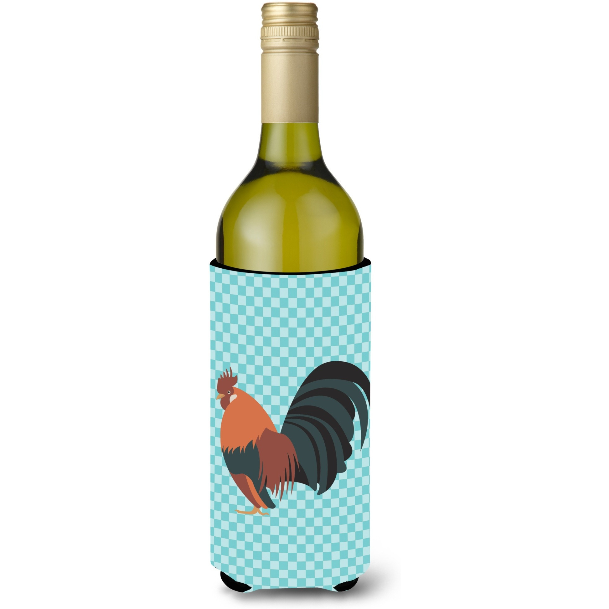 &quotCaroline's Treasures Dutch Bantam Chicken Blue Check Decorative Bottle Hugger, 750 ml, Multicolor"