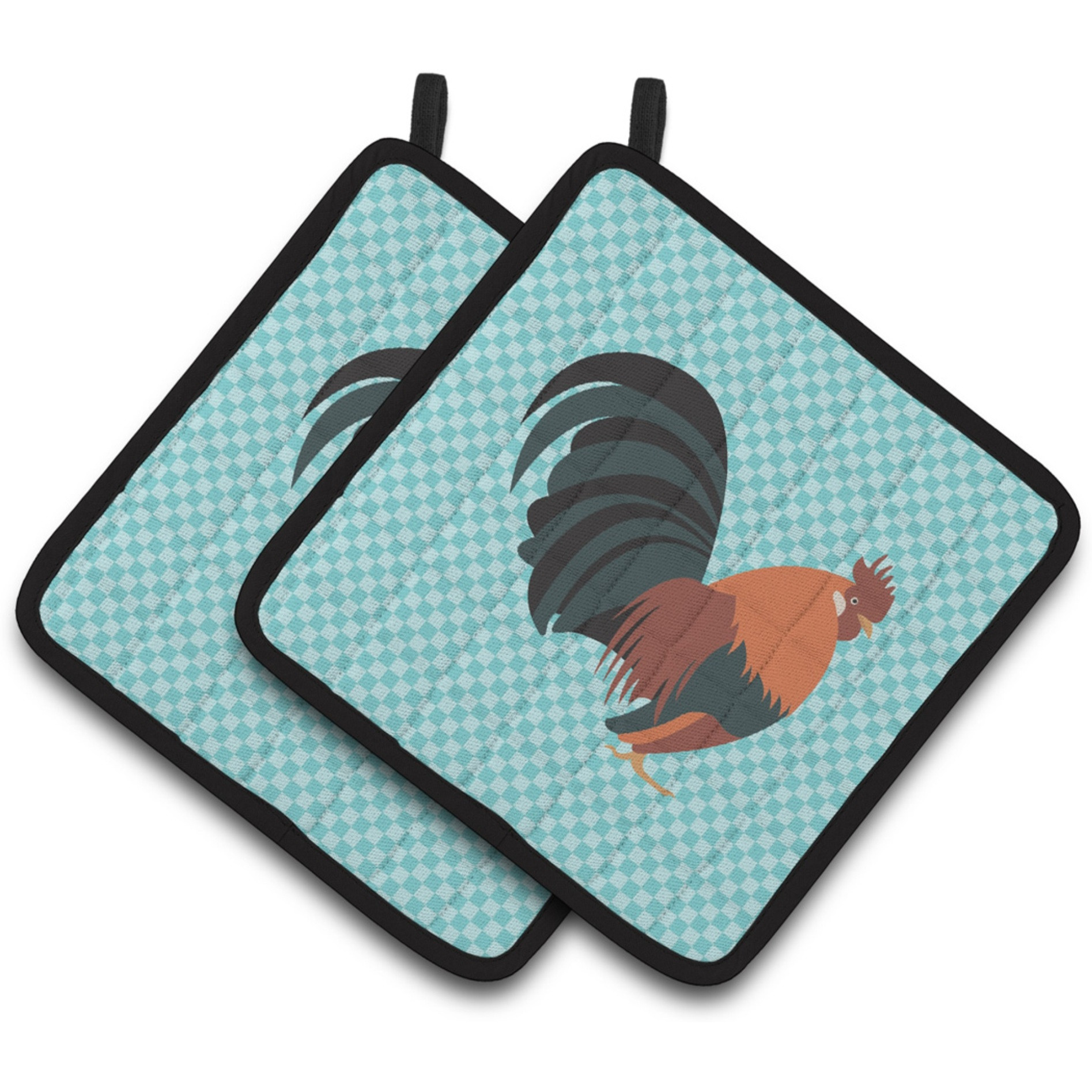 &quotCaroline's Treasures Dutch Bantam Chicken Blue Check Decorated Pot Holder, 7.5"" x 7.5"""