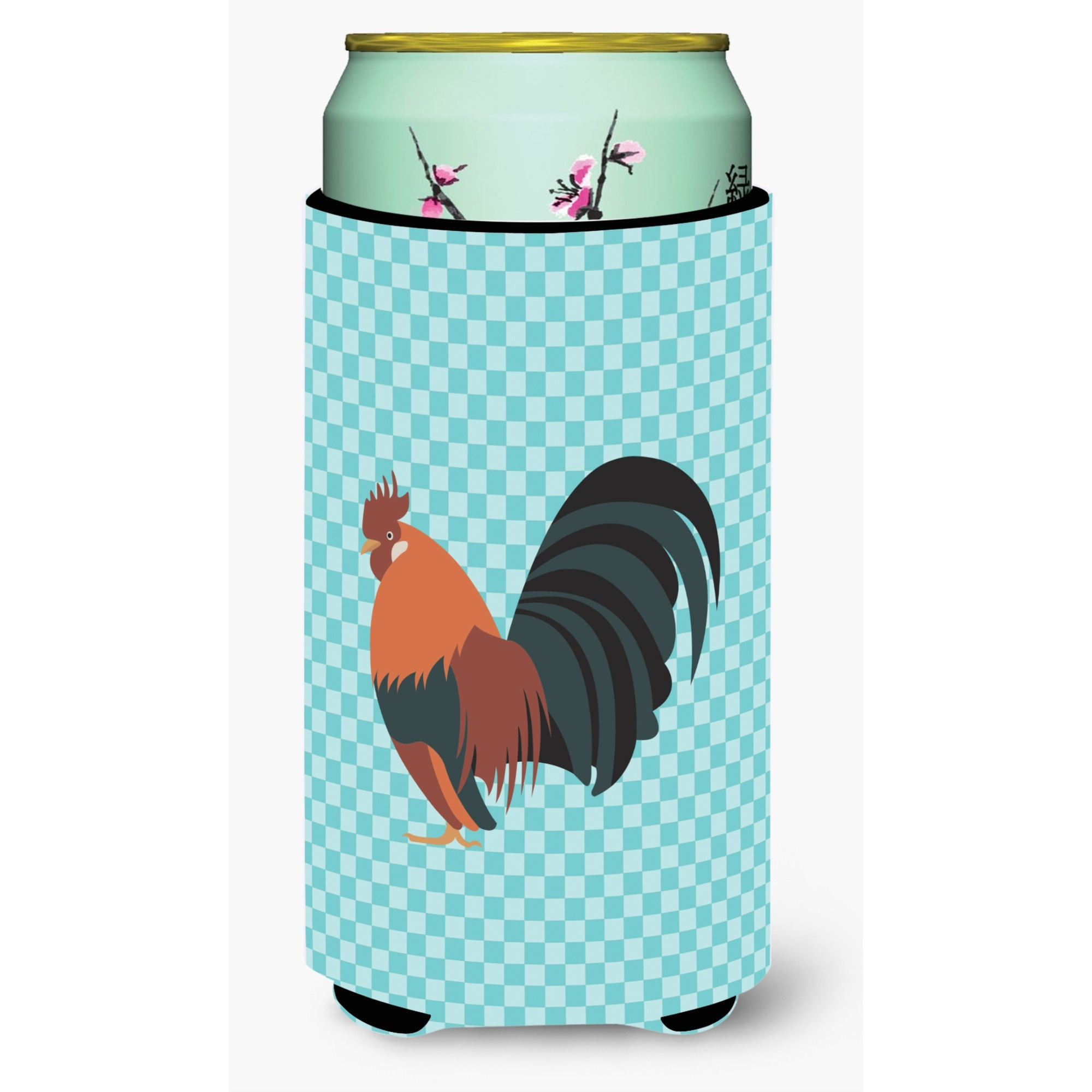 &quotCaroline's Treasures Dutch Bantam Chicken Blue Check Decorative Can Hugger, Tall Boy, Multicolor"