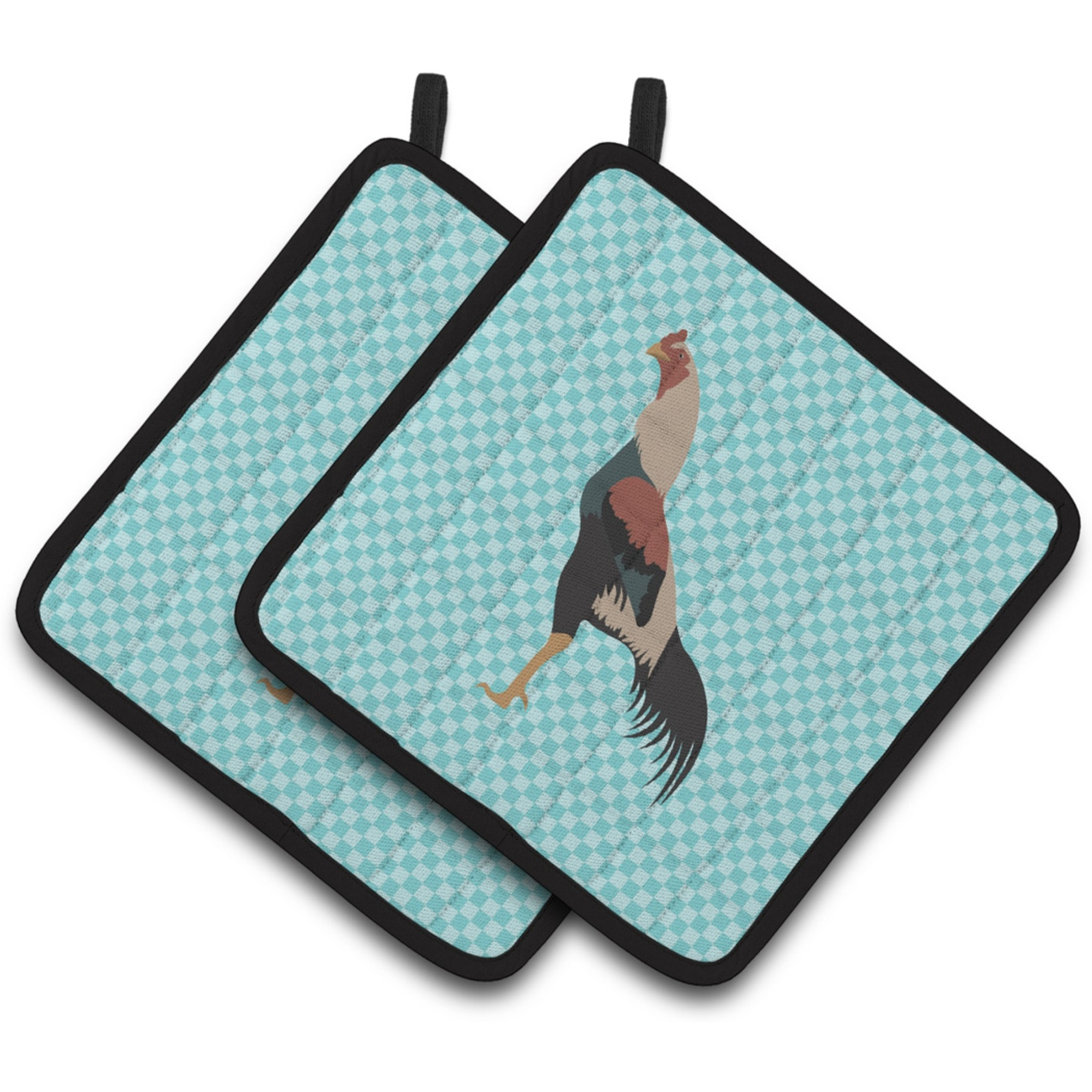 &quotCaroline's Treasures Kulang Chicken Blue Check Decorated Pot Holder, 7.5"" x 7.5"""