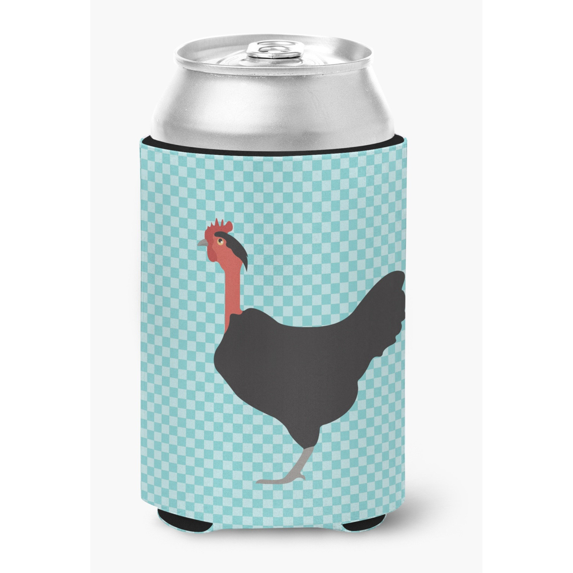 &quotCaroline's Treasures Naked Neck Chicken Blue Check Decorative Can Hugger, Multicolor"