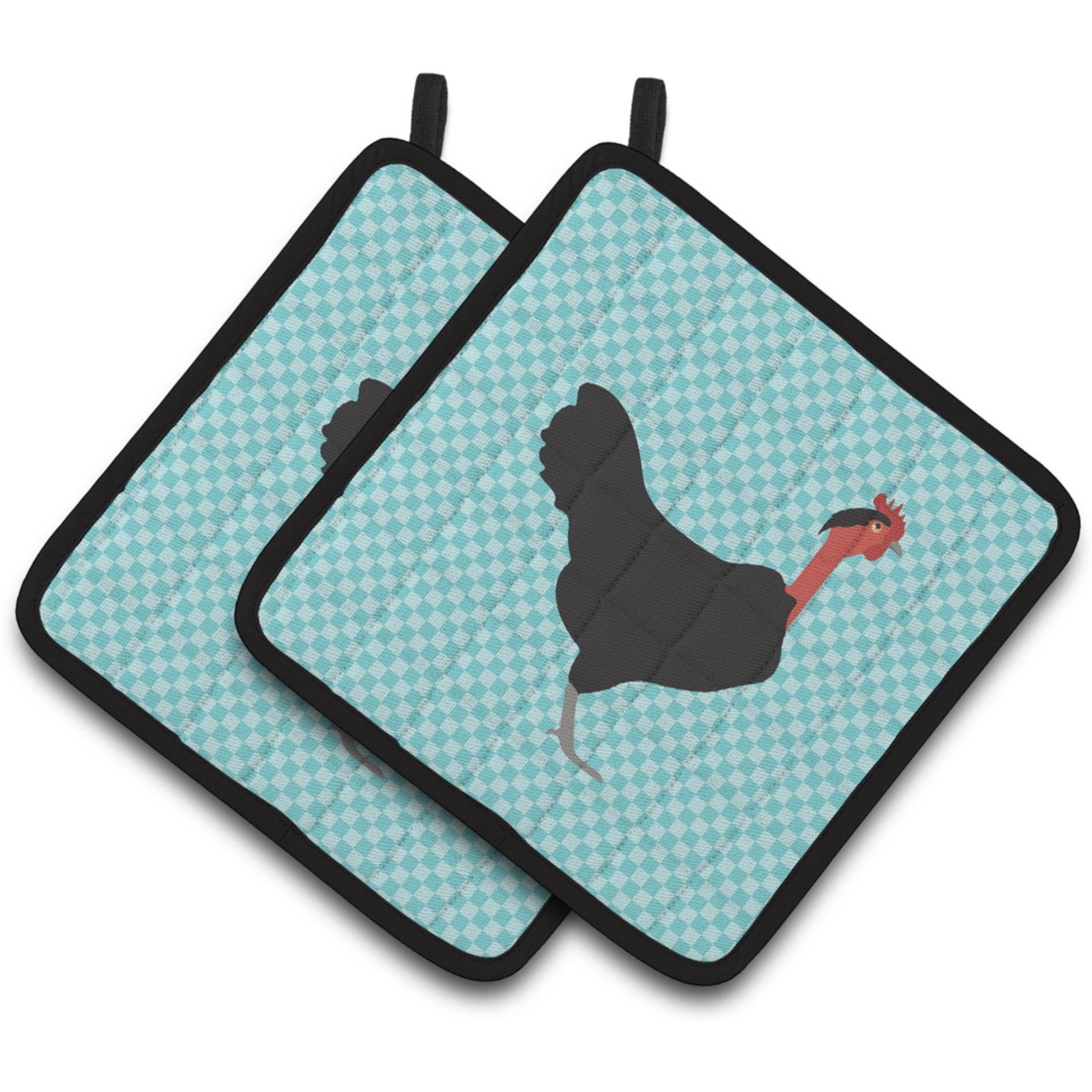 &quotCaroline's Treasures Naked Neck Chicken Blue Check Decorated Pot Holder, 7.5"" x 7.5"""