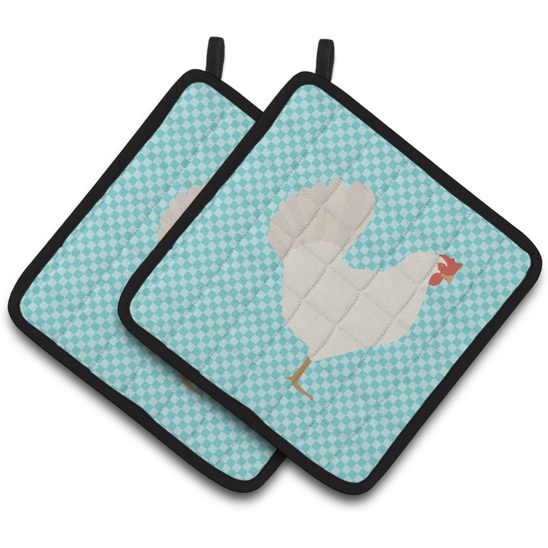 &quotCaroline's Treasures Leghorn Chicken Blue Check Decorated Pot Holder, 7.5"" x 7.5"""