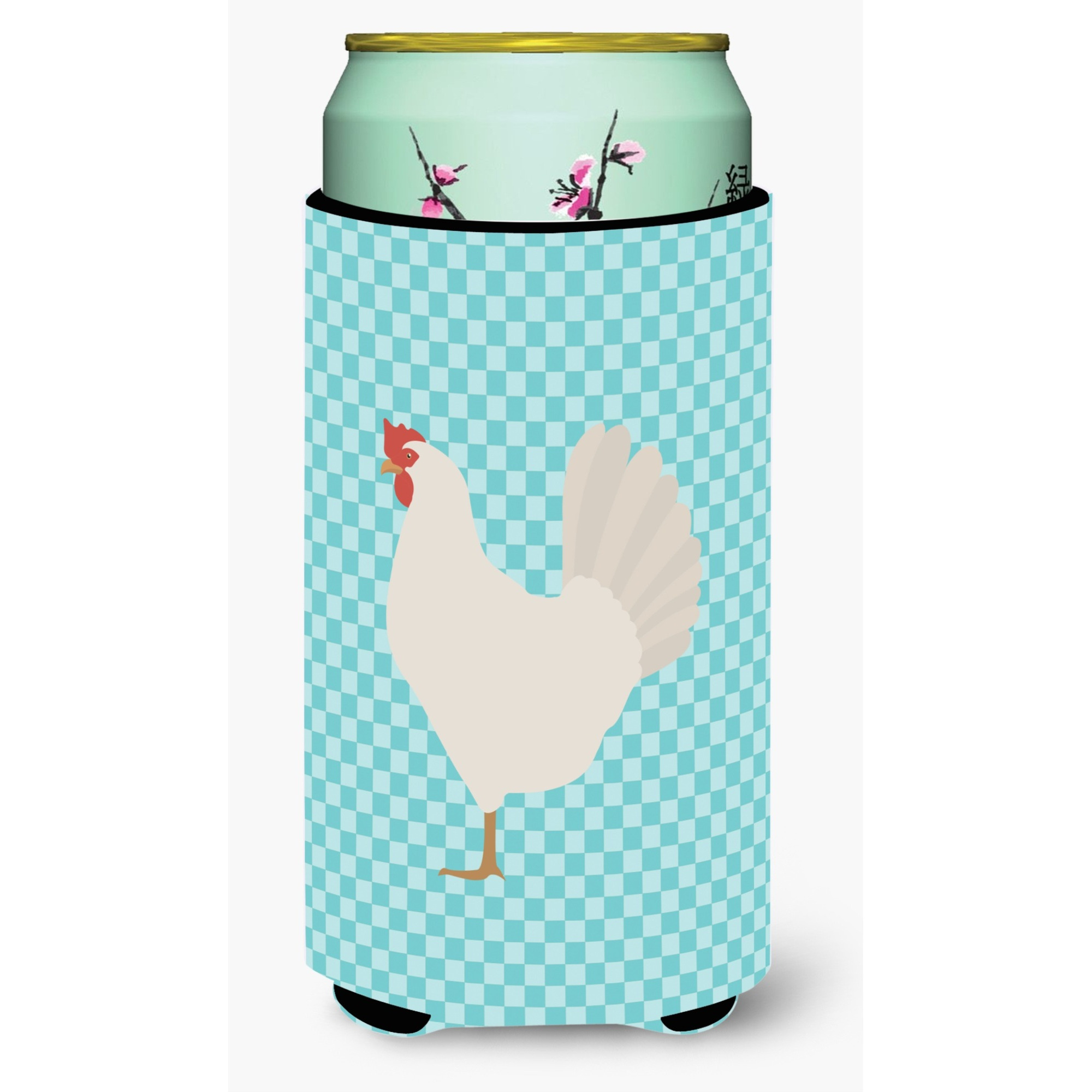 &quotCaroline's Treasures Leghorn Chicken Blue Check Decorative Can Hugger, Tall Boy, Multicolor"