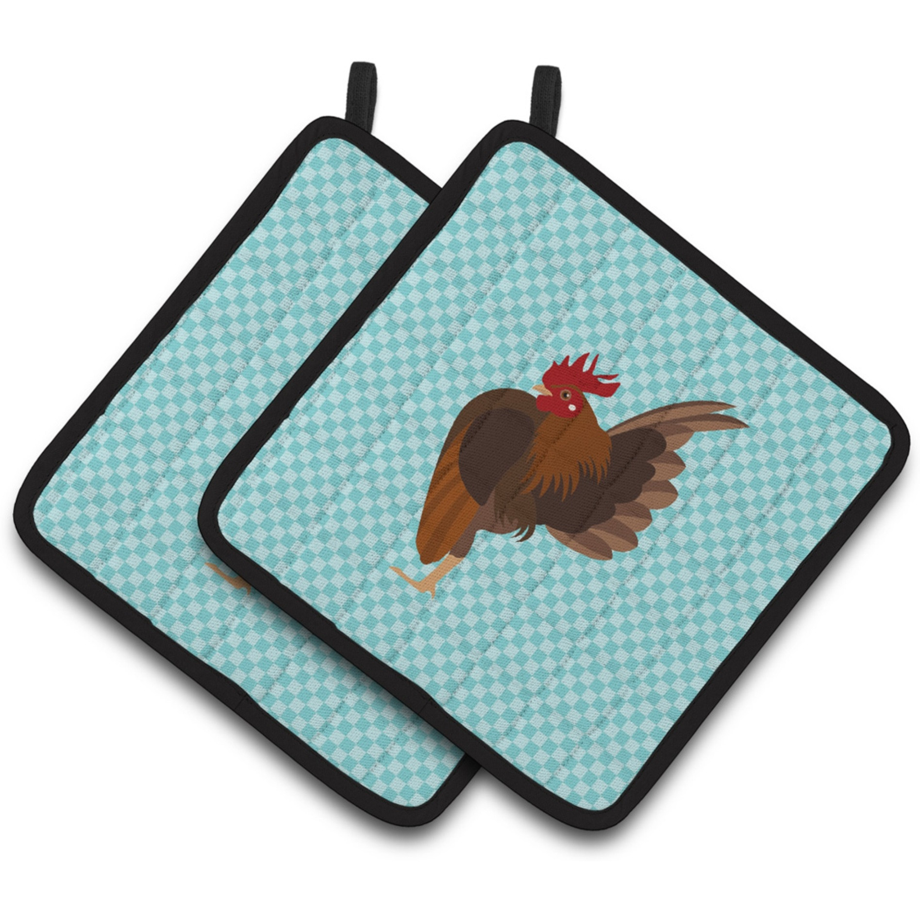 &quotCaroline's Treasures Malaysian Serama Chicken Blue Check Decorated Pot Holder, 7.5"" x 7.5"""